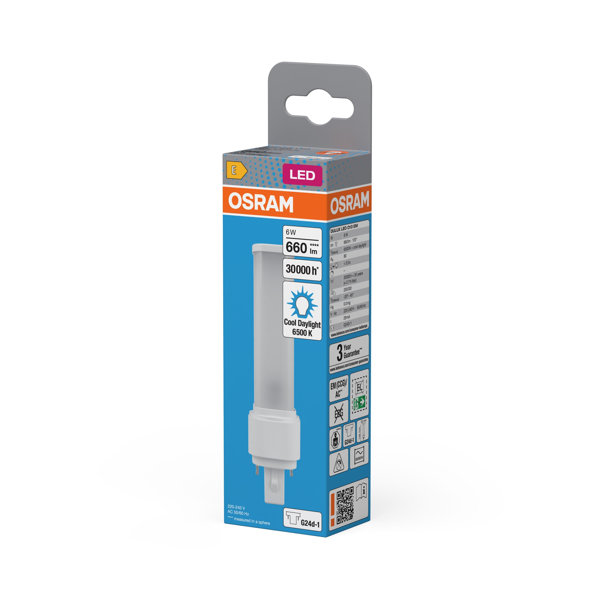 Lâmpada LED Especial 6 W G24D-1 6500 K Osram Dulux D Branco-3