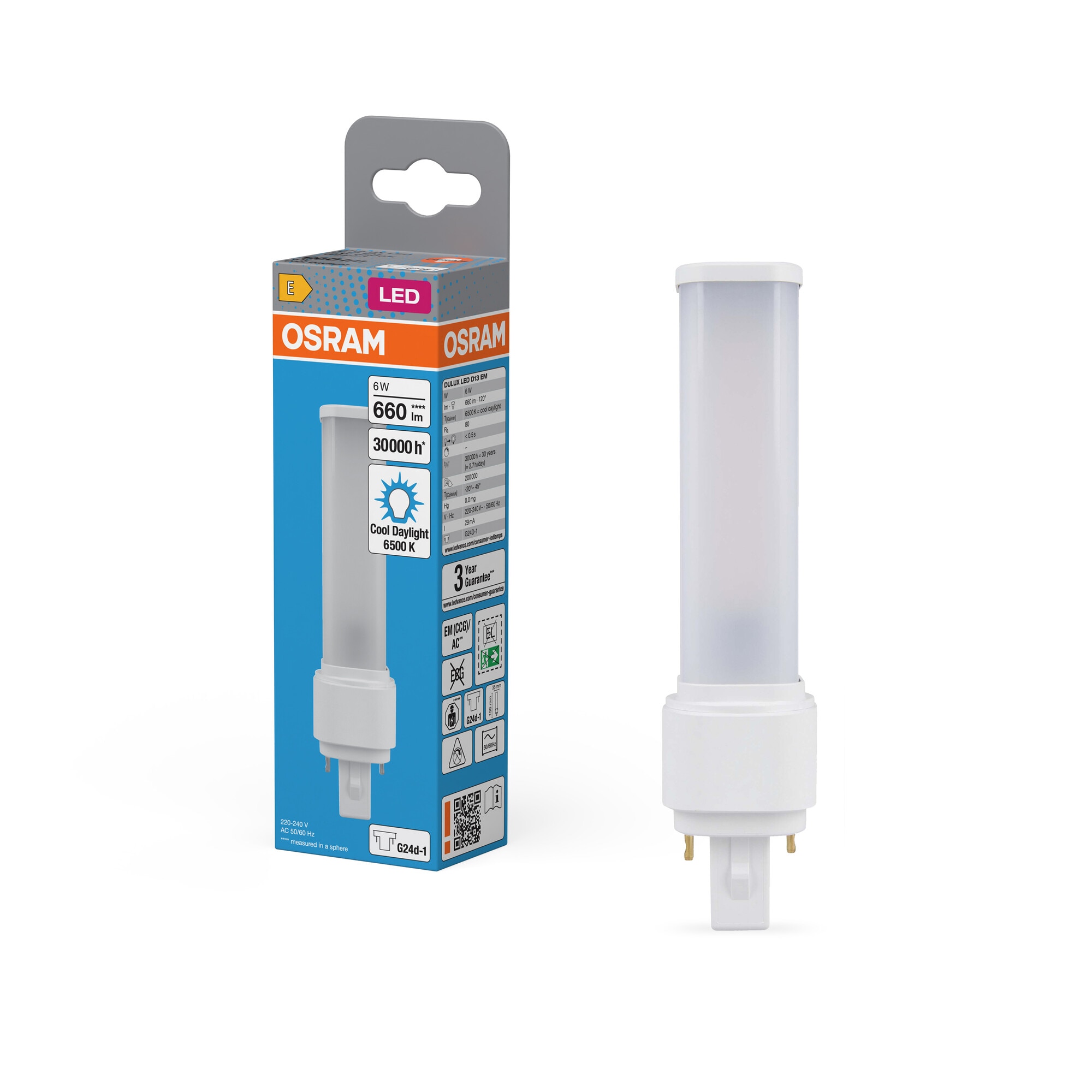 Lâmpada LED Especial 6 W G24D-1 6500 K Osram Dulux D Branco-5