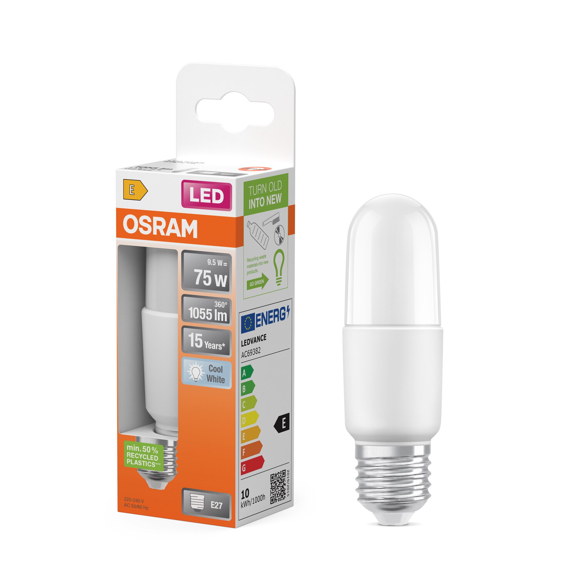 Bombilla LED Stick E27 9W Luz Neutra Osram Blanco-6