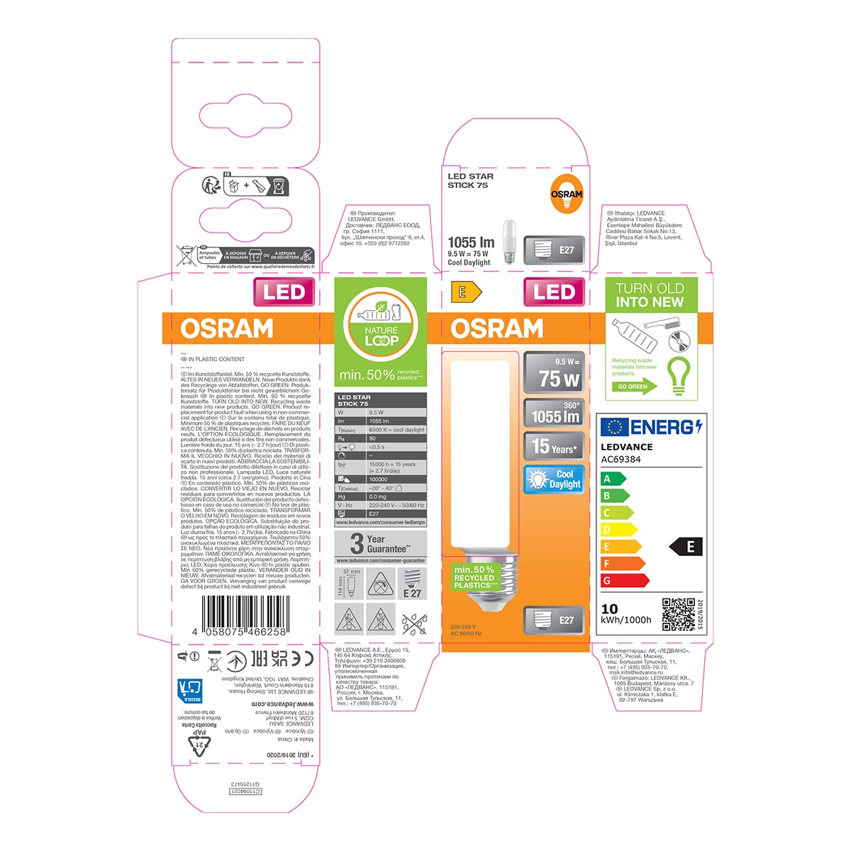 Bombilla LED Stick E27 9W Luz Fría Osram Star Blanco-5
