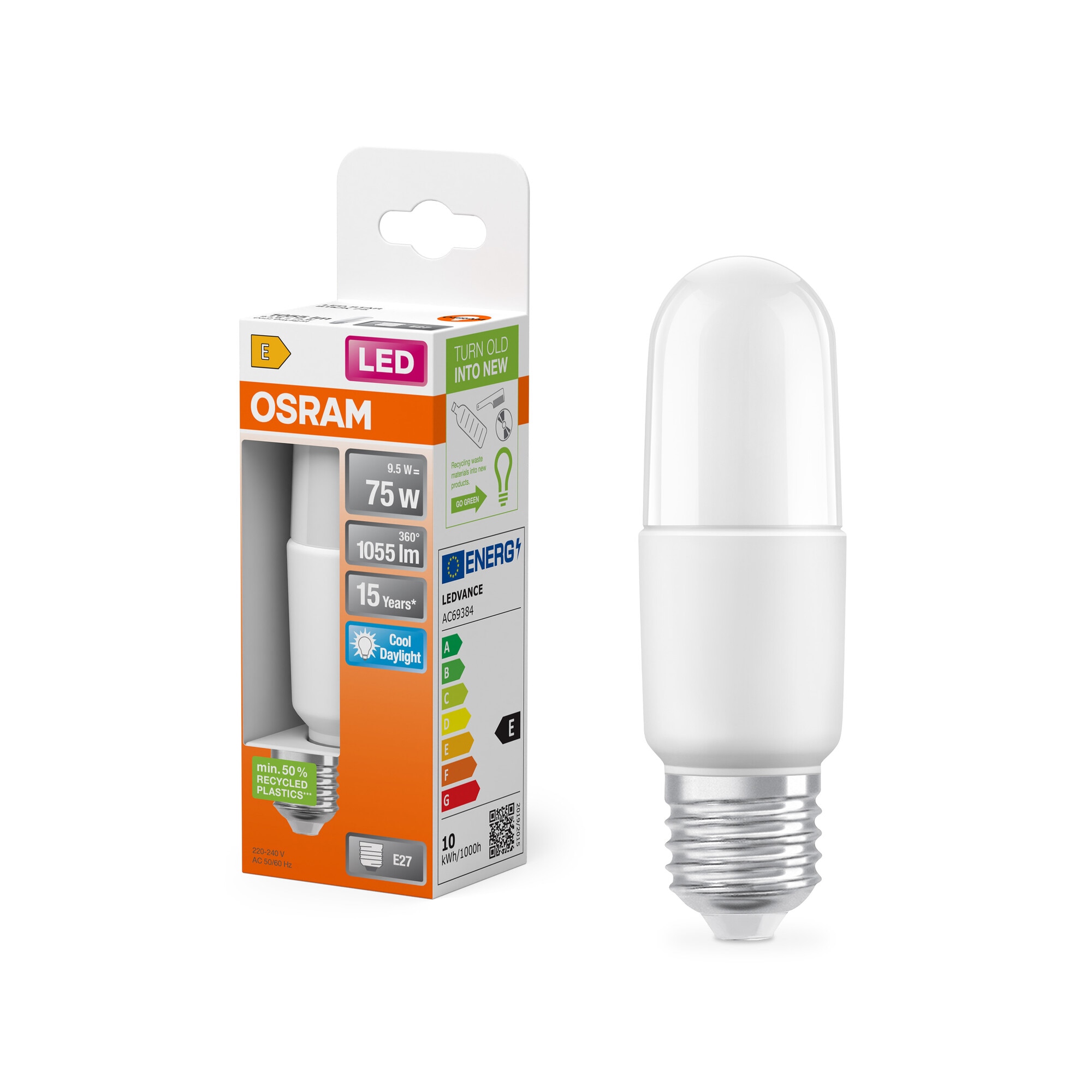 Bombilla LED Stick E27 9W Luz Fría Osram Star Blanco-6