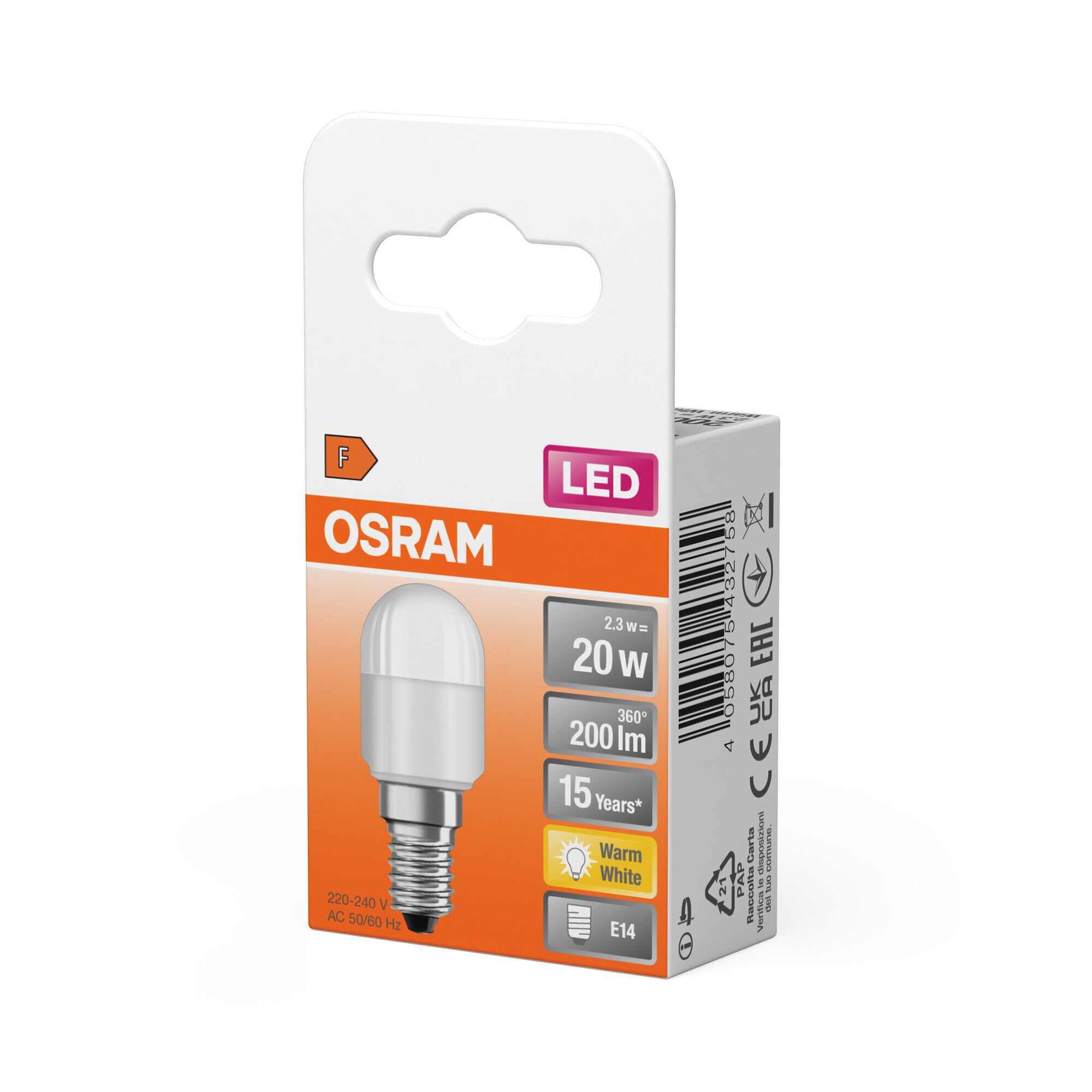 Bombilla LED Especial E14 2.3W Luz Cálida Osram Blanco-2