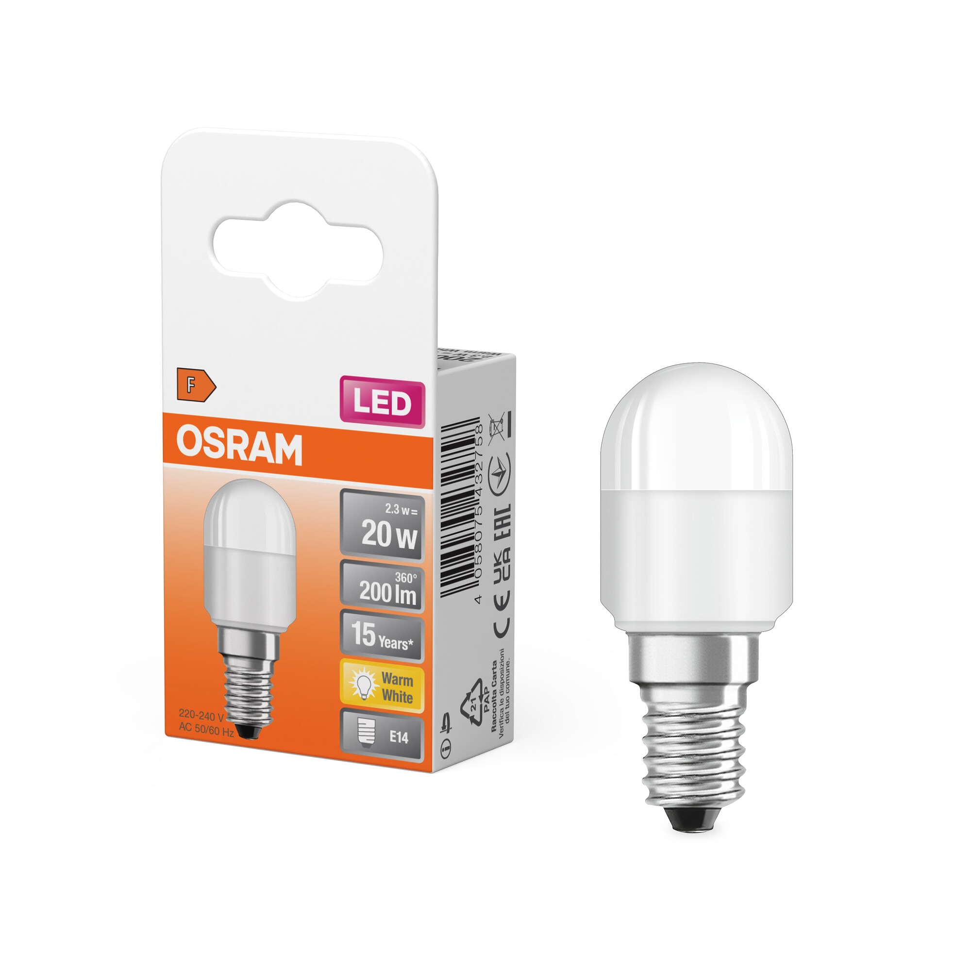 Bombilla LED Especial E14 2.3W Luz Cálida Osram Blanco-4