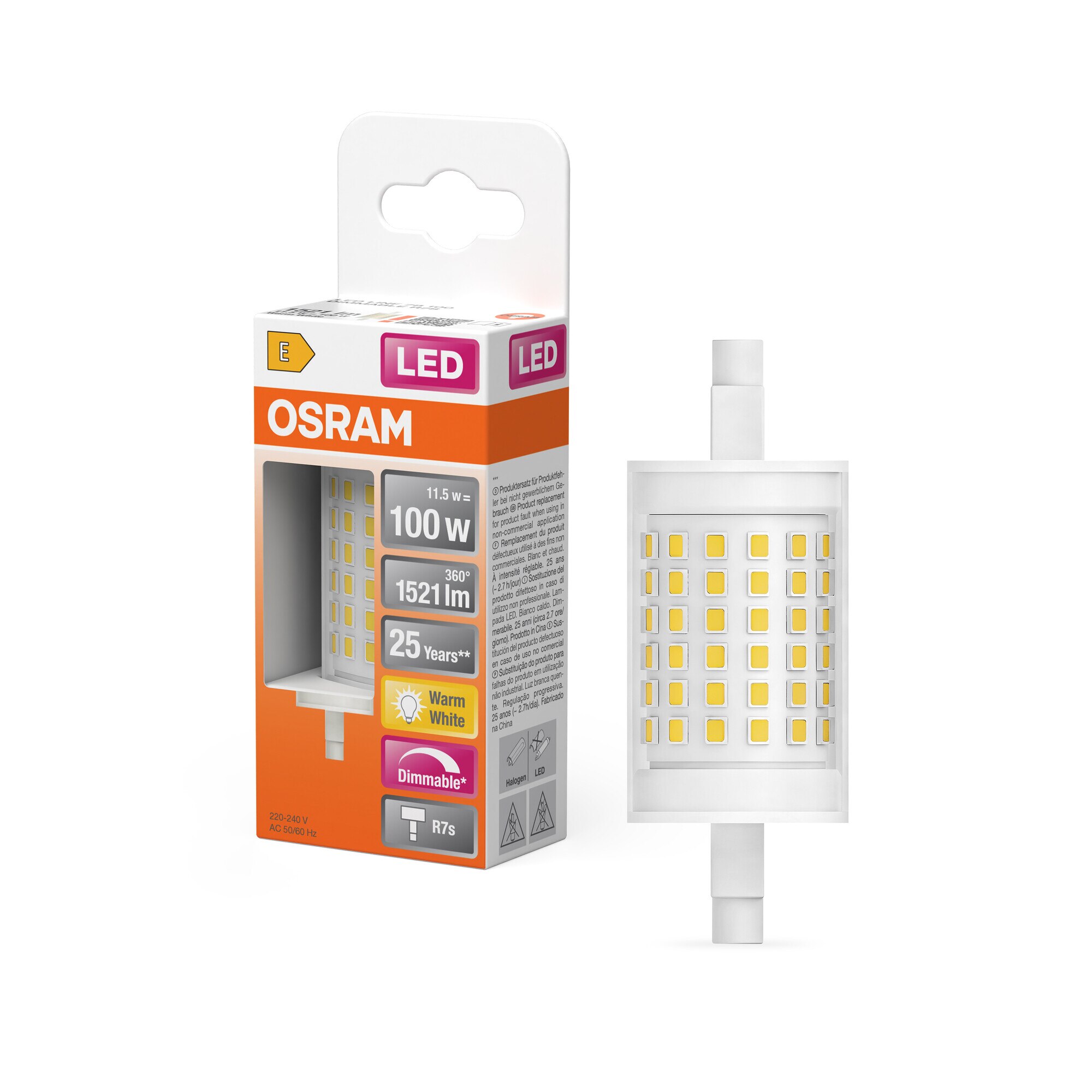 Bombilla LED Especial R7S 12W Luz Cálida 78MM Regulable Osram Multicolor-5