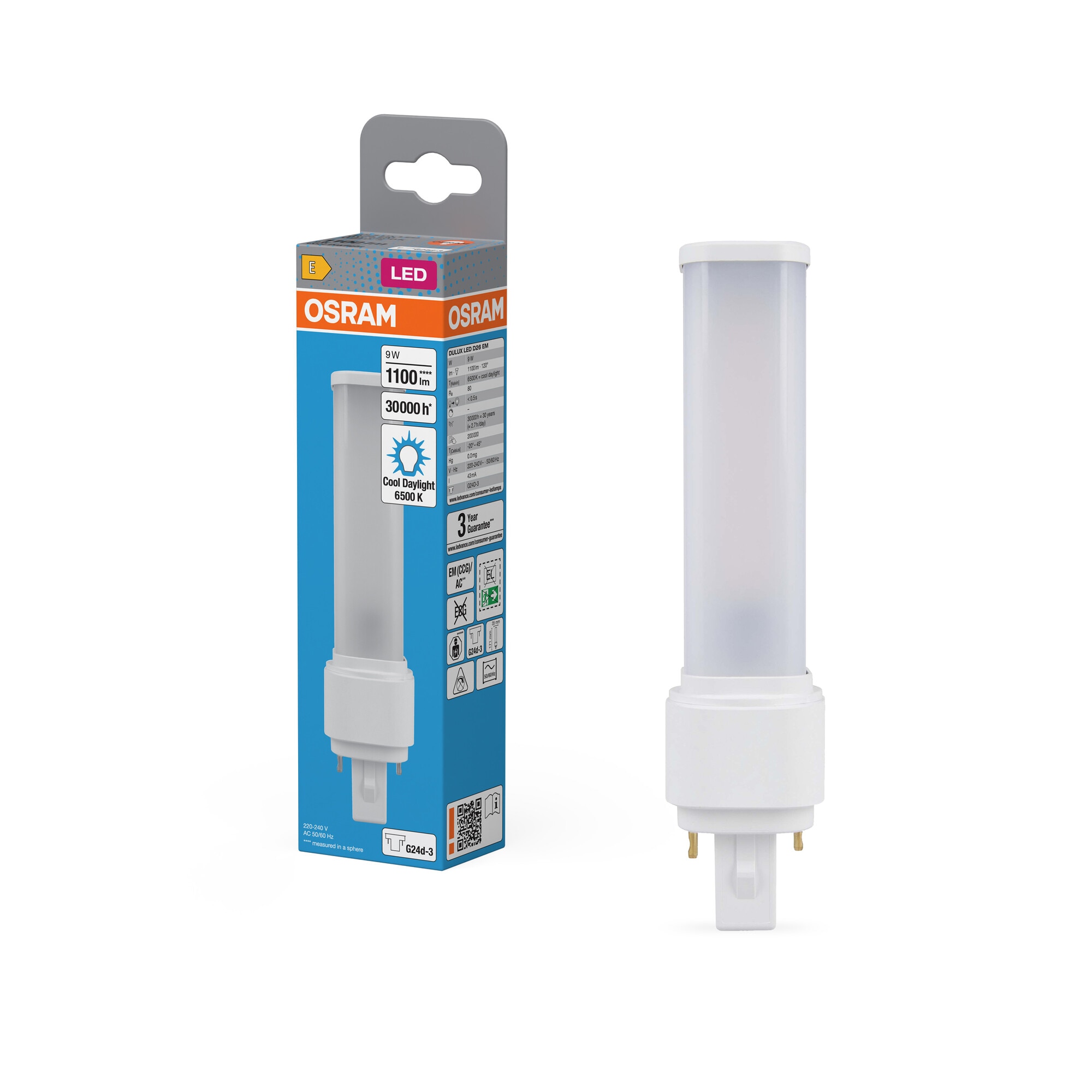 Bombilla LED Especial 9W G24D-3 6500K Osram Dulux D Blanco-5