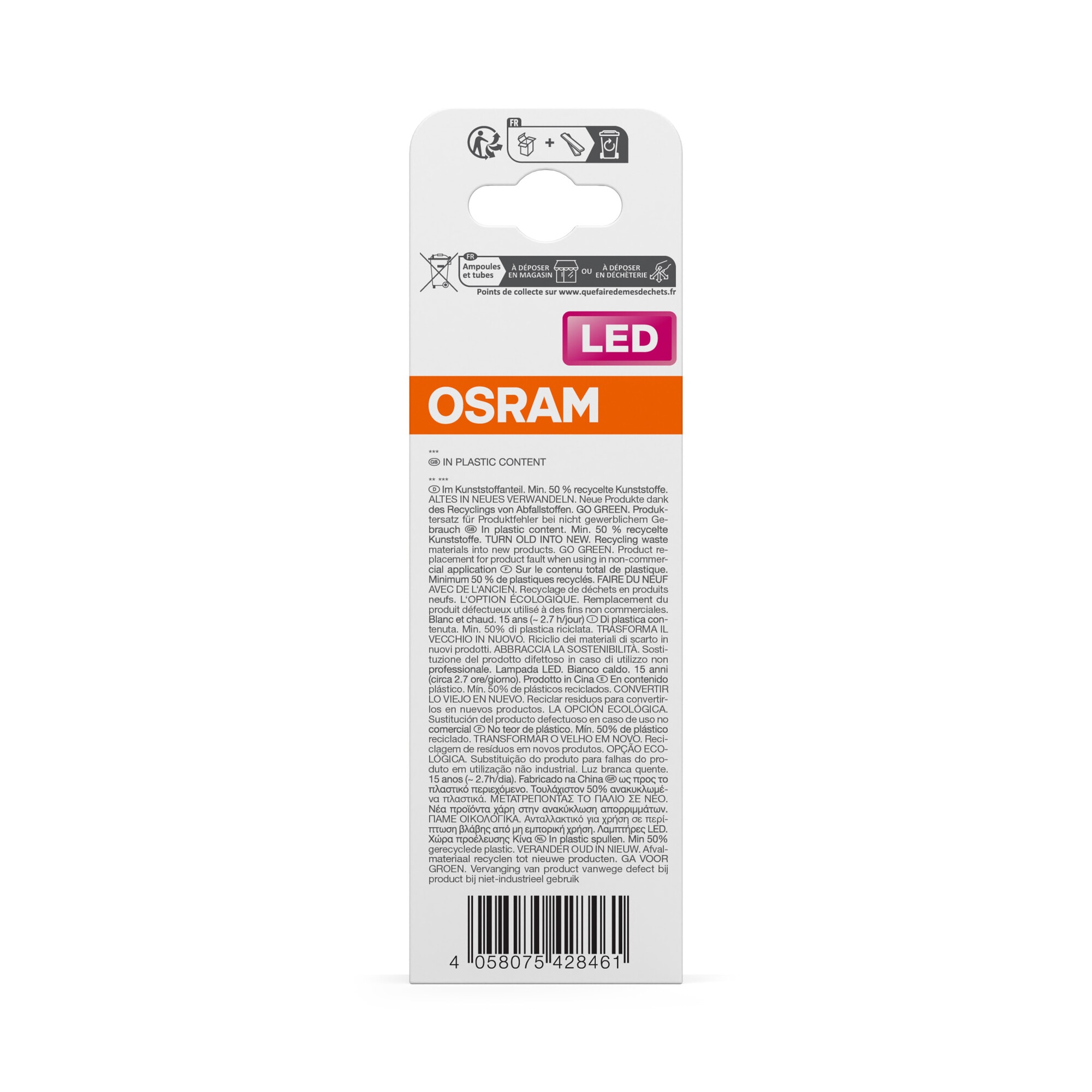 Bombilla LED Stick E27 9W Luz Cálida Osram Blanco-4