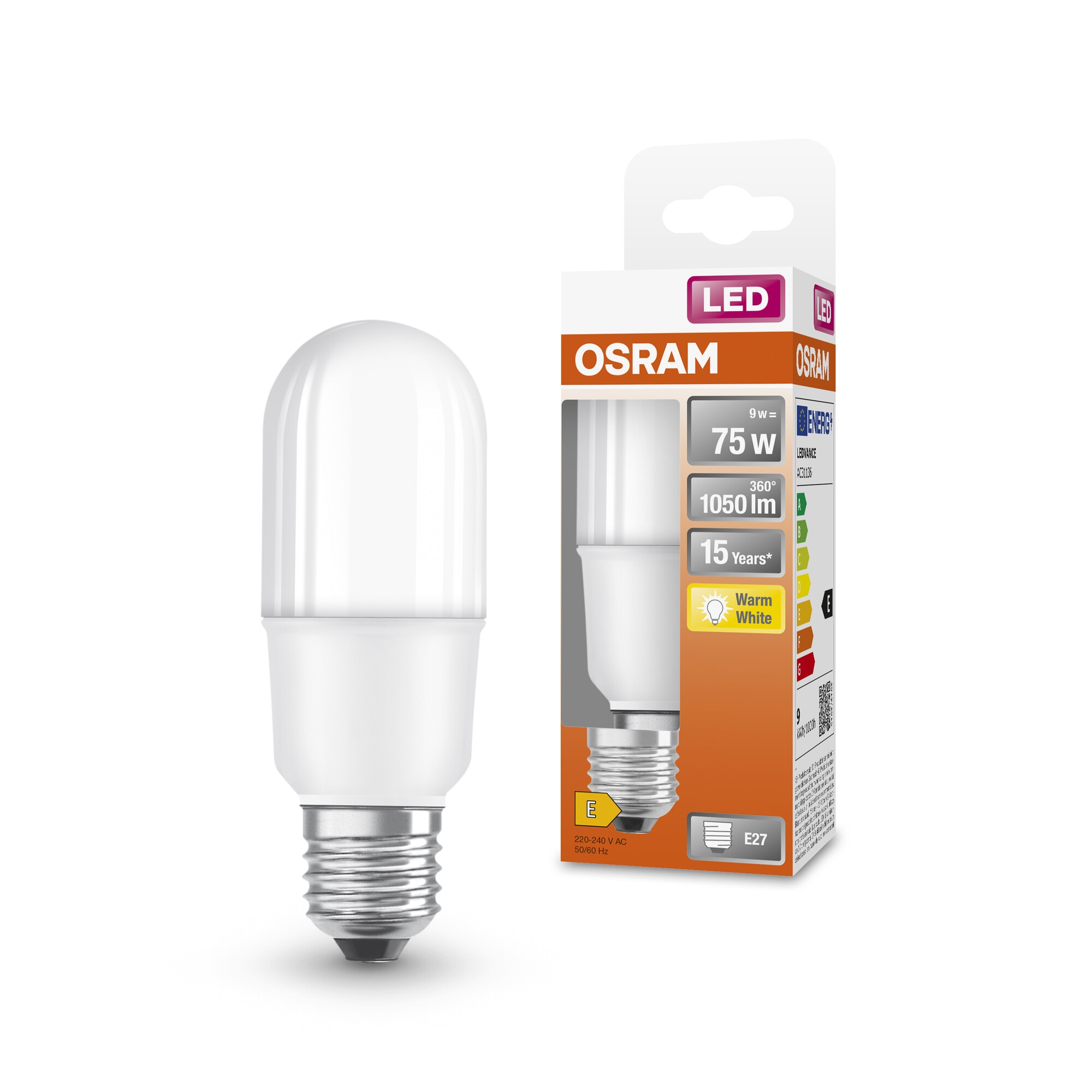 Bombilla LED Stick E27 9W Luz Cálida Osram Blanco-6