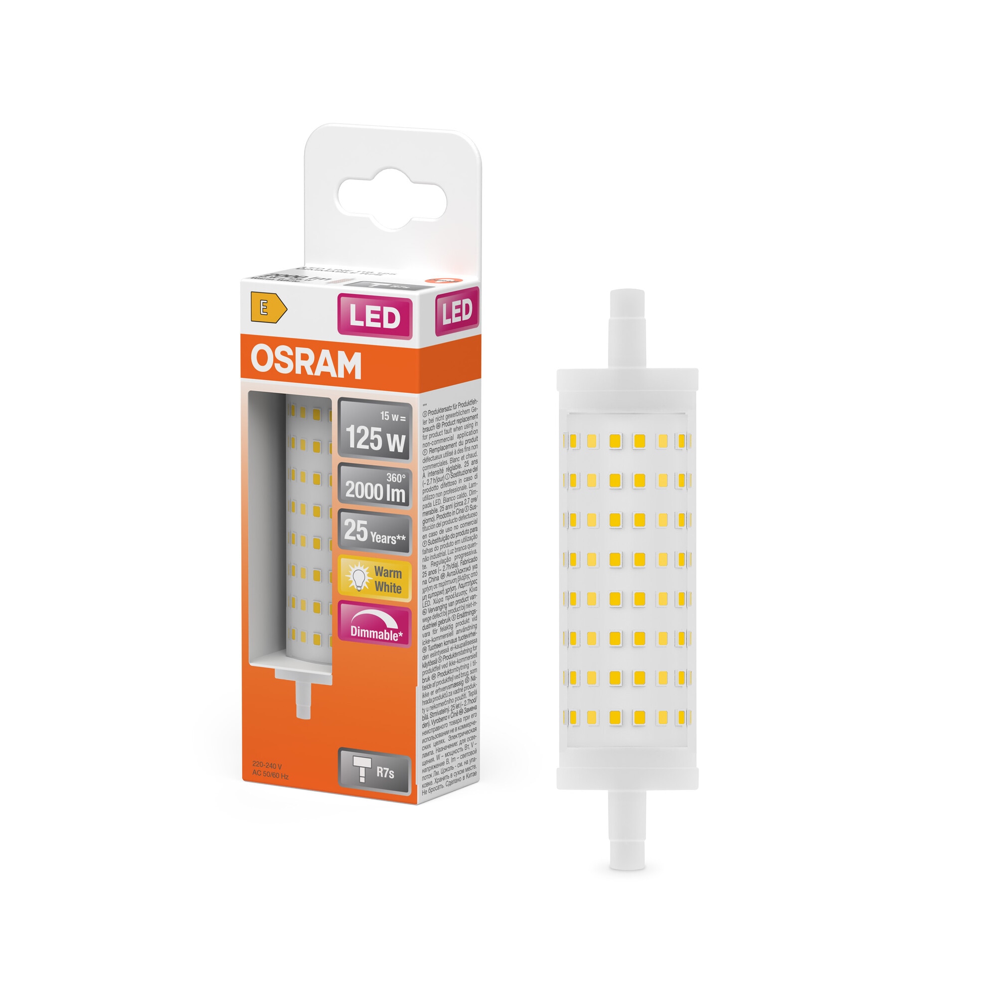 Bombilla LED Especial R7S 16W Luz Cálida 118MM Regulable Osram Multicolor-5