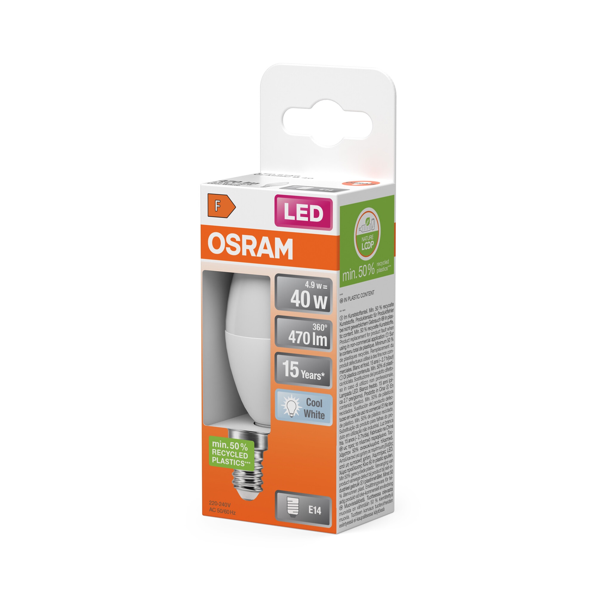 Bombilla LED Vela E14 4,9W Luz Neutra Osram Blanco-3
