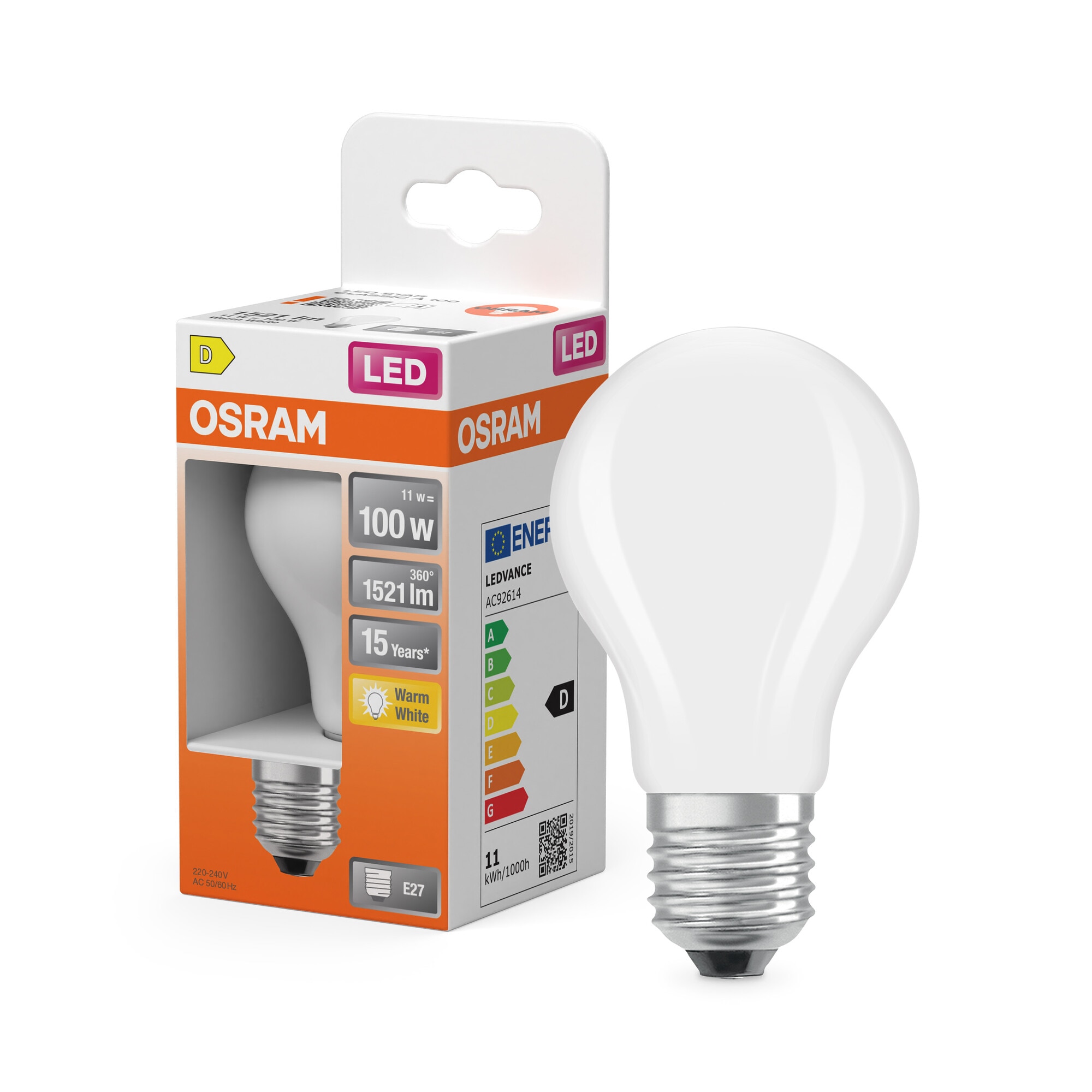 Bombilla LED Estándar E27 11W Luz Cálida Osram Blanco-6