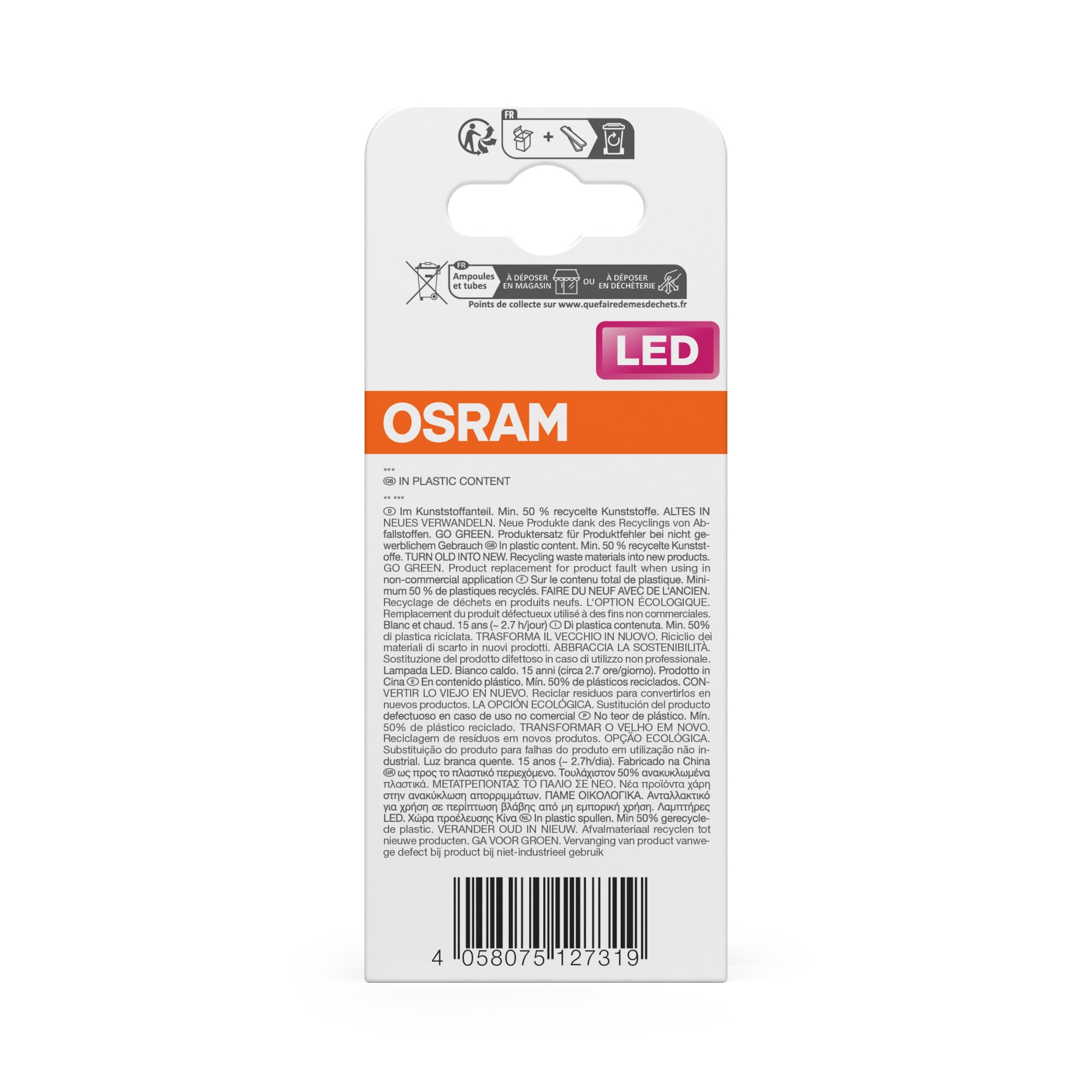 Bombilla LED Estándar E27 4,9W Luz Cálida Osram Blanco-4