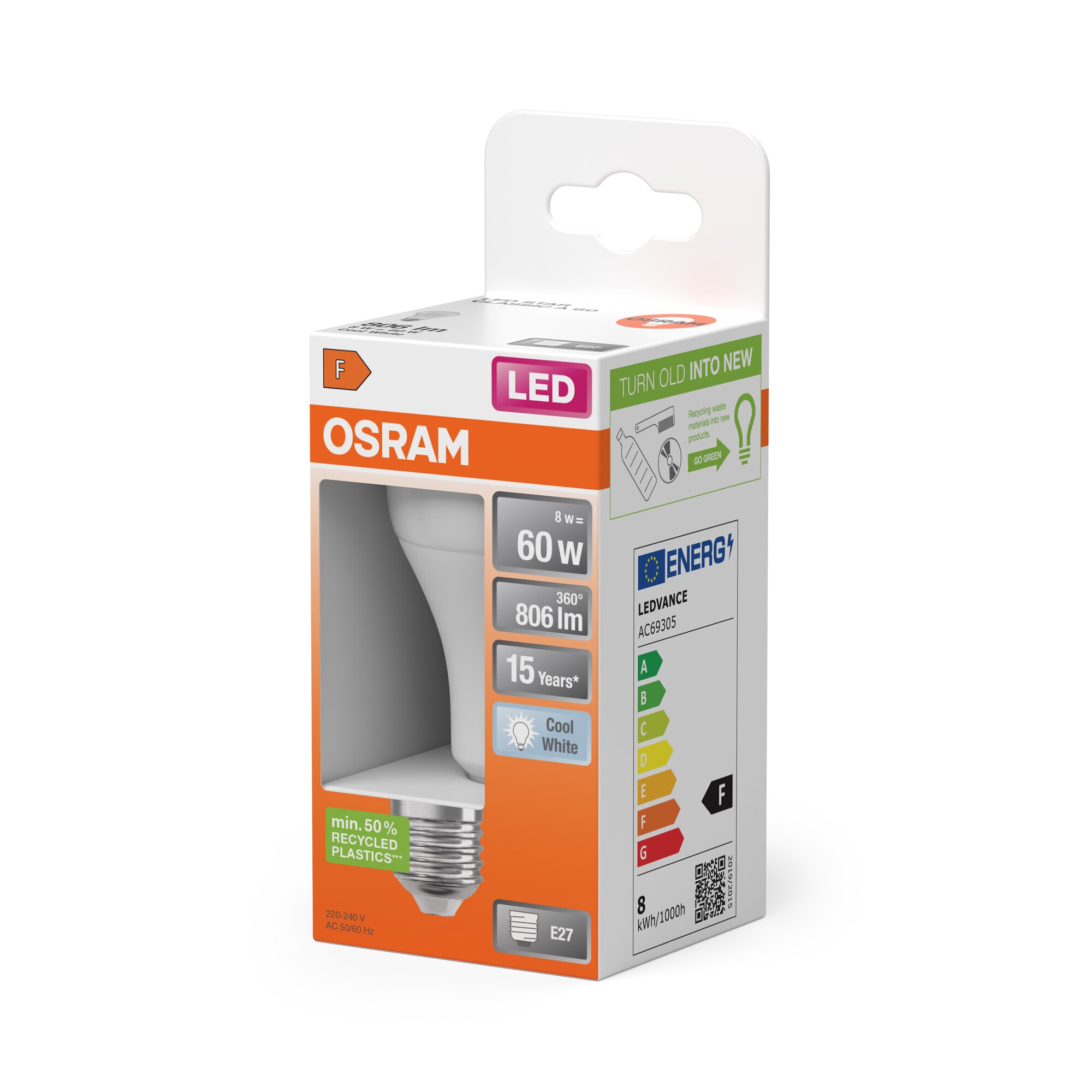 Bombilla LED Estándar E27 8.5W Luz Neutra Osram Blanco-3