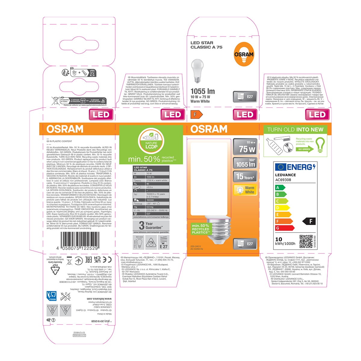 Bombilla LED Estándar E27 10W Luz Cálida Osram Blanco-5
