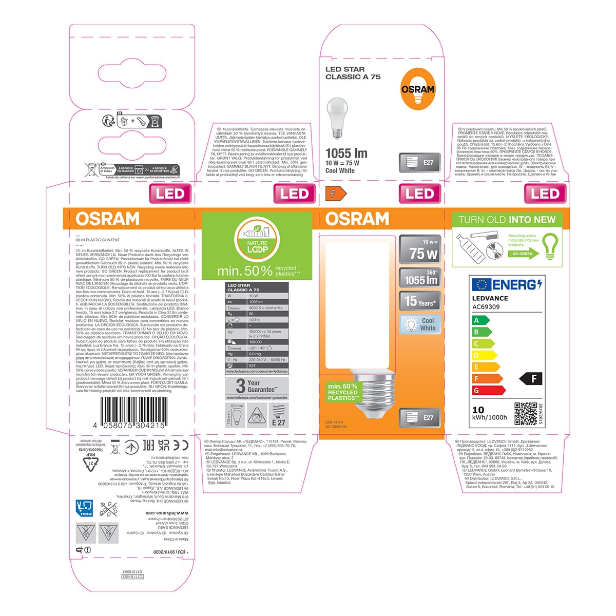 Bombilla LED Estándar E27 10W Luz Neutra Osram Blanco-5