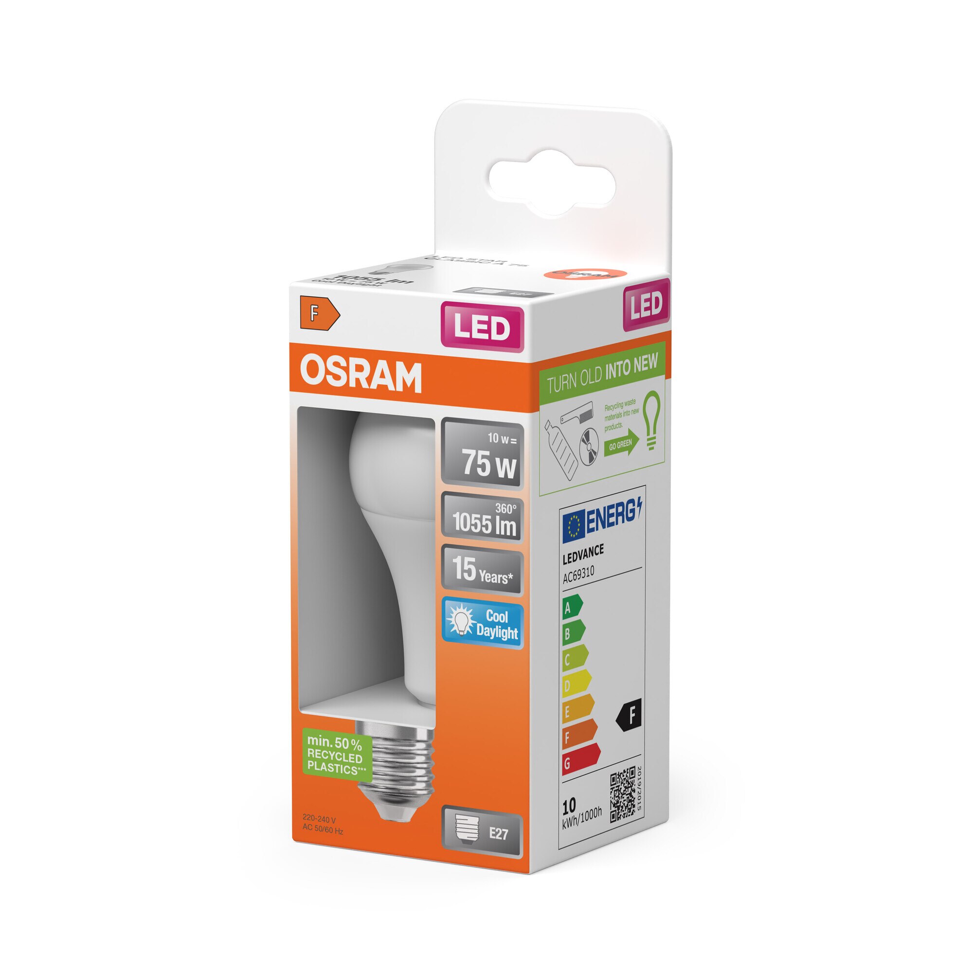 Bombilla LED Estándar E27 10W Luz Fría Osram Blanco-3