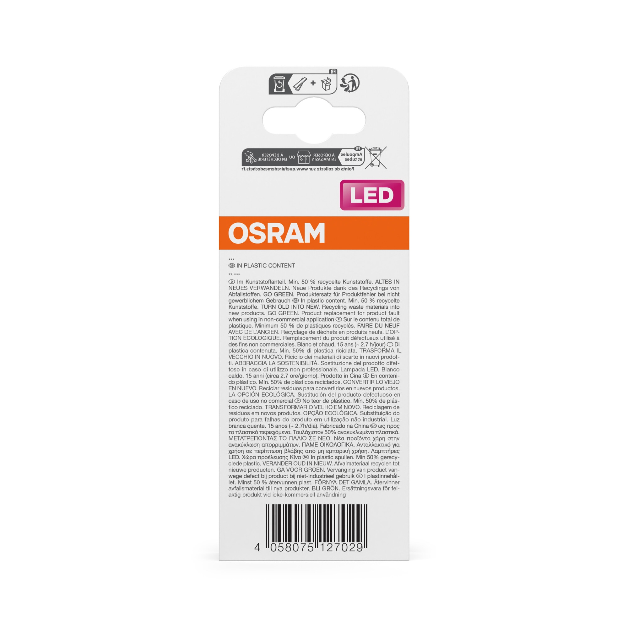 Bombilla LED Estándar E27 13W Luz Cálida Osram Blanco-4