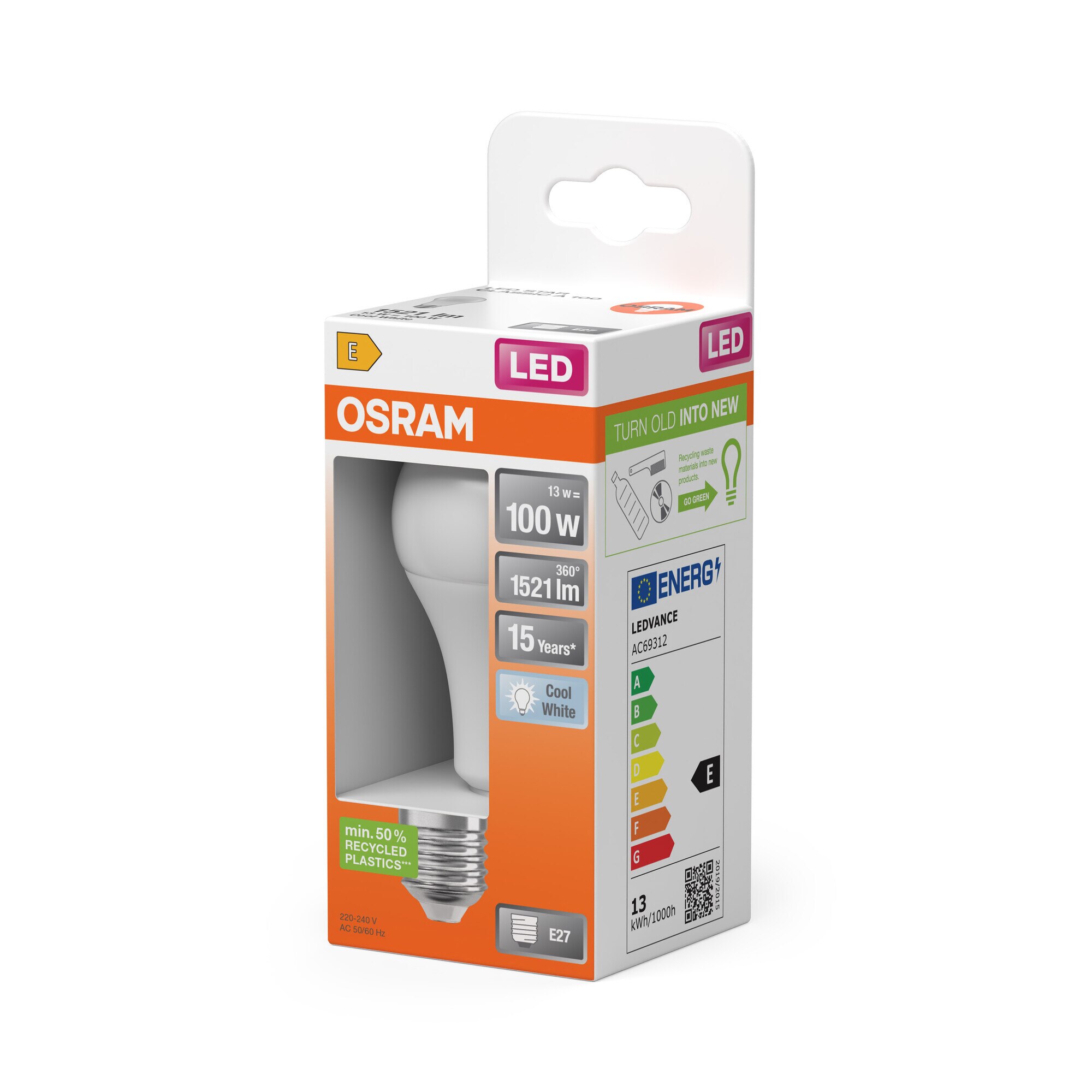 Bombilla LED Estándar E27 13W Luz Neutra Osram Blanco-3