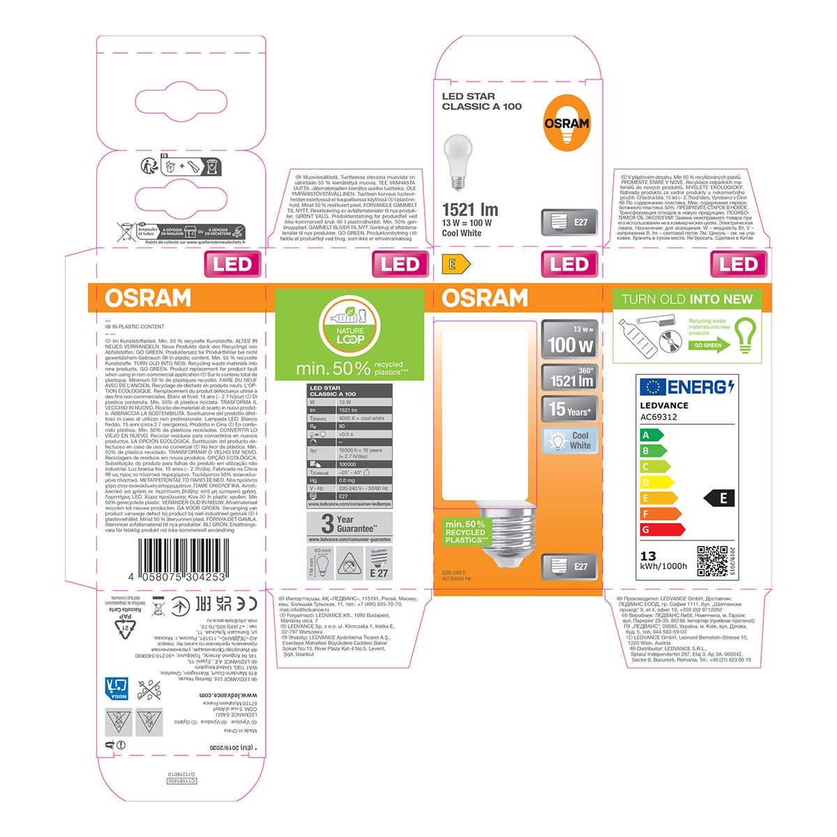 Bombilla LED Estándar E27 13W Luz Neutra Osram Blanco-5