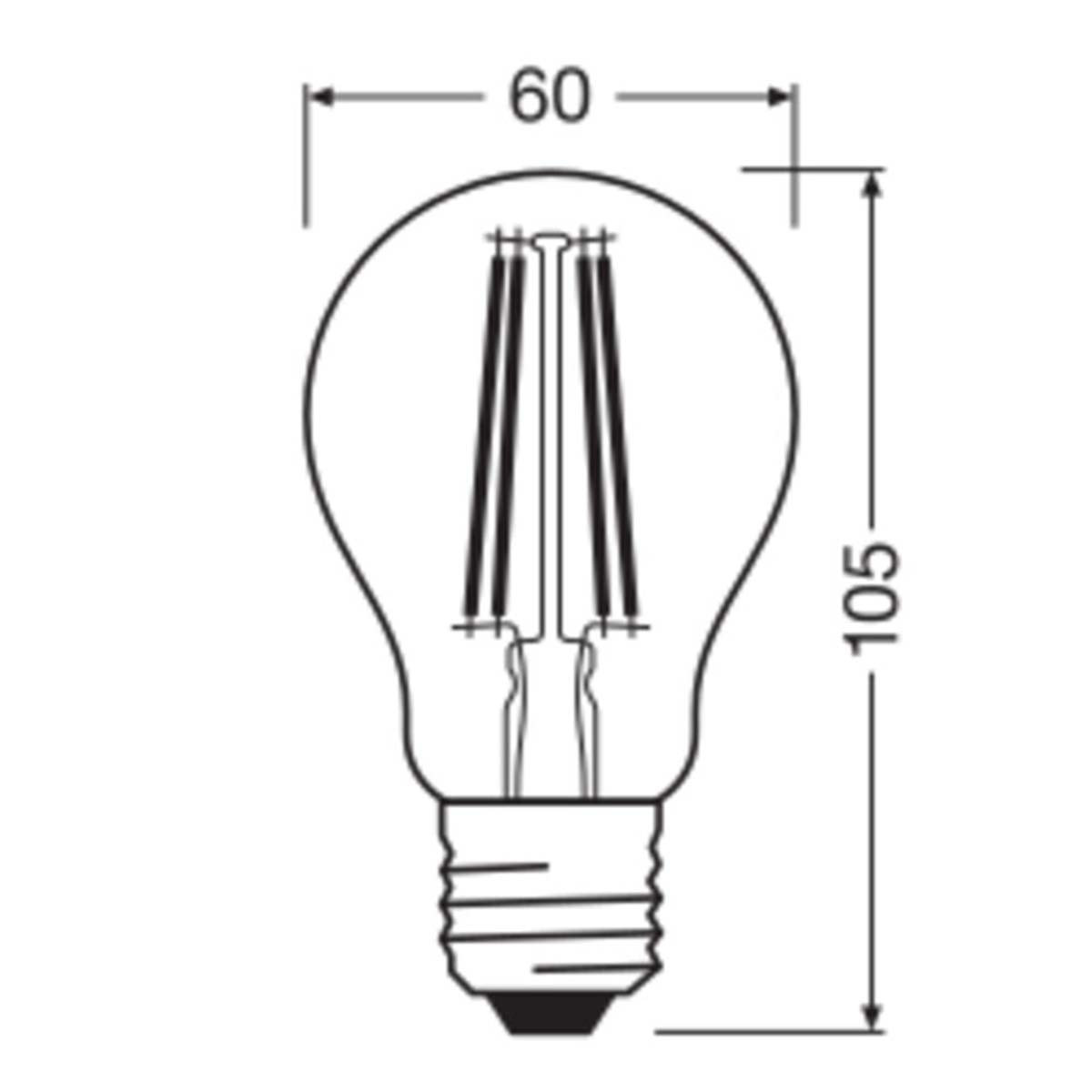 Bombilla LED Estándar Cristal Filamento E27 6,5W Luz Neutra Osram Transparente-2