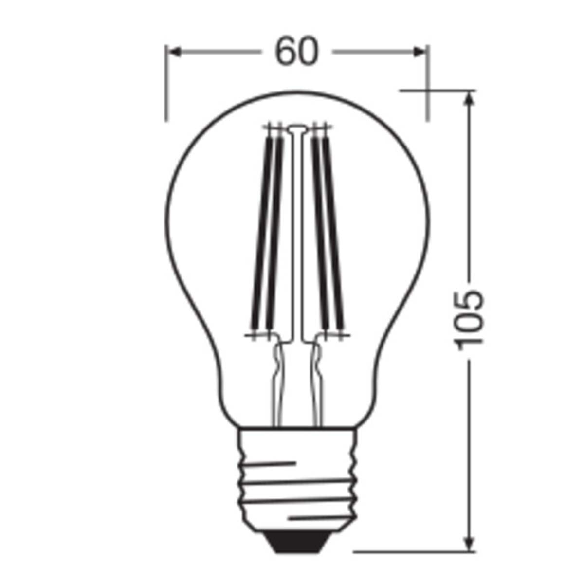 Bombilla LED Estándar Cristal Filamento E27 5,9W Luz Cálida Regulable Osram Transparente-2