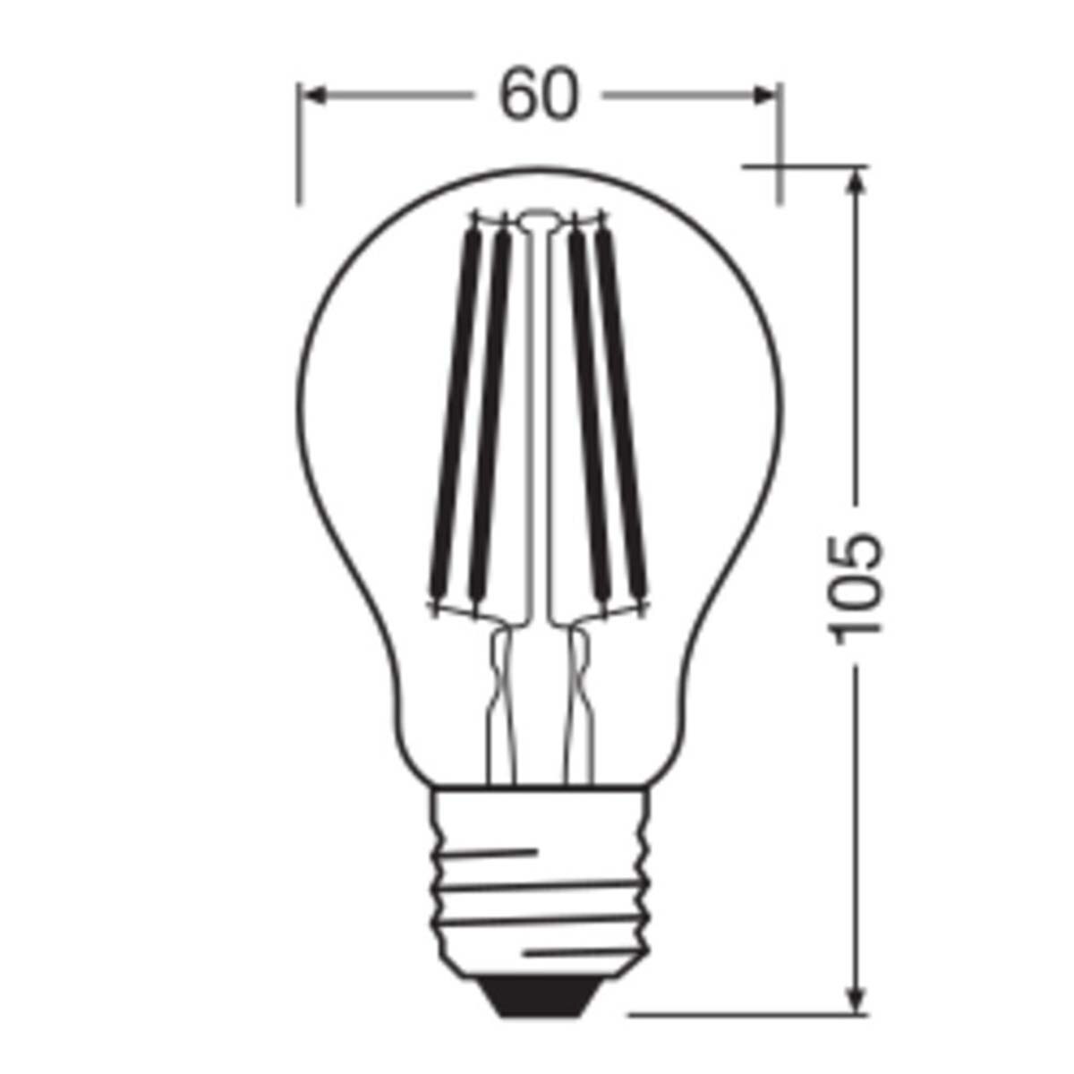 Bombilla LED Estándar Cristal Filamento E27 11W Luz Cálida Regulable Osram Transparente-2