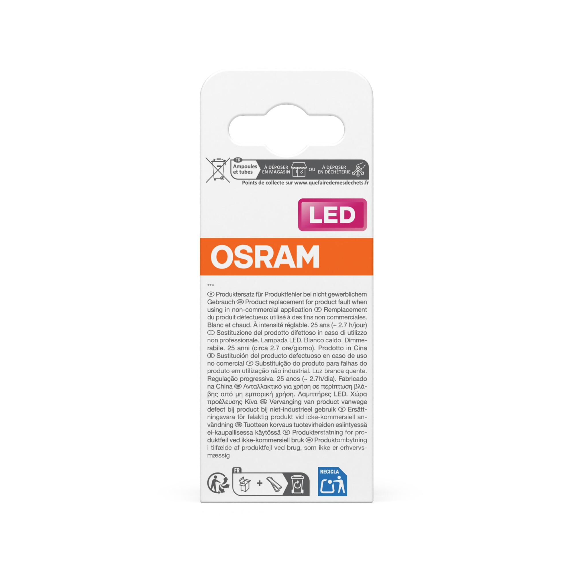 Bombilla LED Esférica Cristal Mate E27 3,4W Luz Cálida Regulable Osram Blanco-4