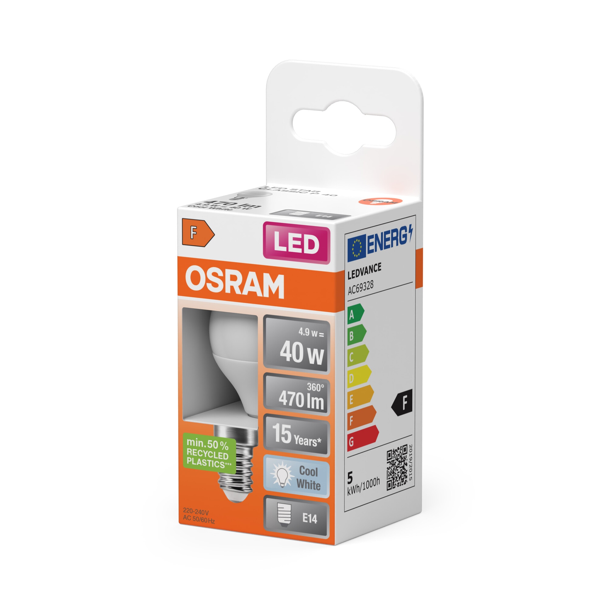 Lâmpada LED Esférica E14 4,9 W Luz Neutra Osram Branco-3