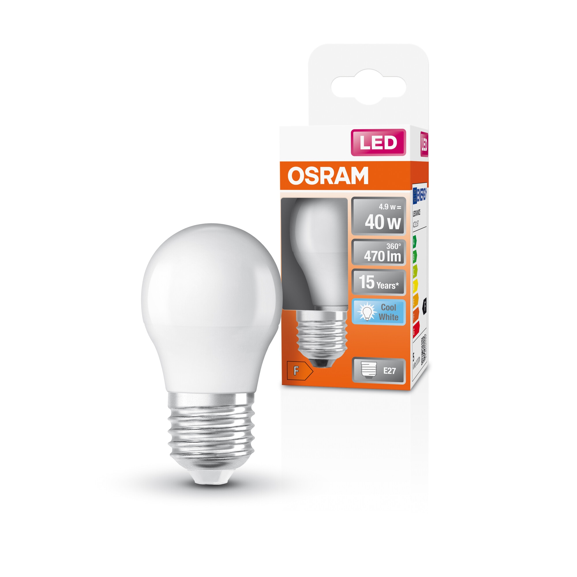 Bombilla LED Esférica E27 4,9W Luz Neutra Osram Blanco-5
