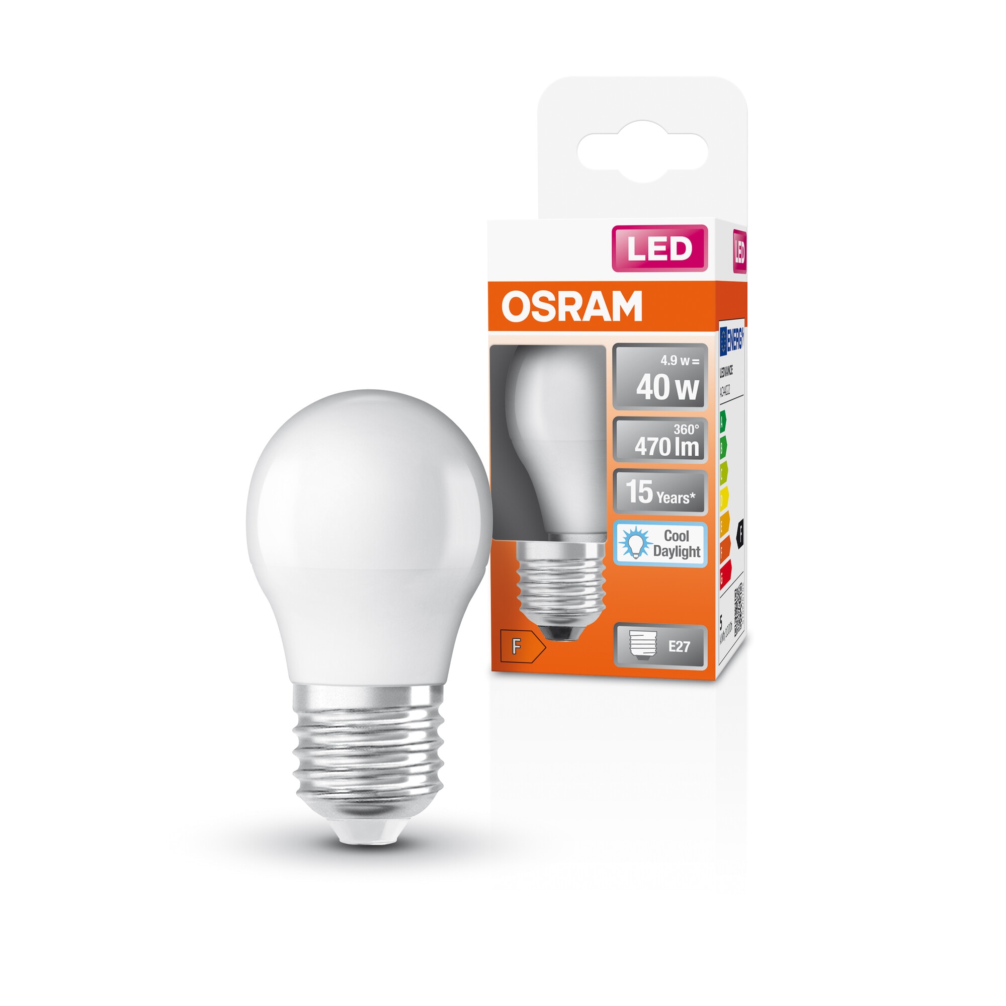 Bombilla LED Esférica E27 4,9W Luz Fría Osram Blanco-5