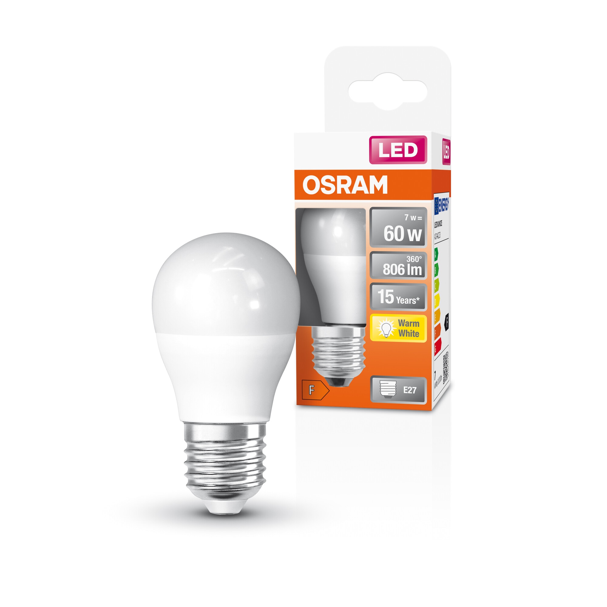 Bombilla LED Esférica E27 7W Luz Cálida Osram Blanco-5