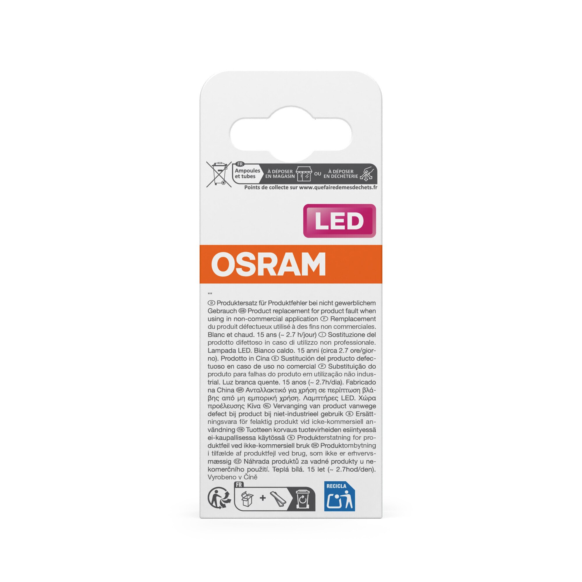 Bombilla LED Esférica Cristal Mate E27 4W Luz Cálida Osram Blanco-4