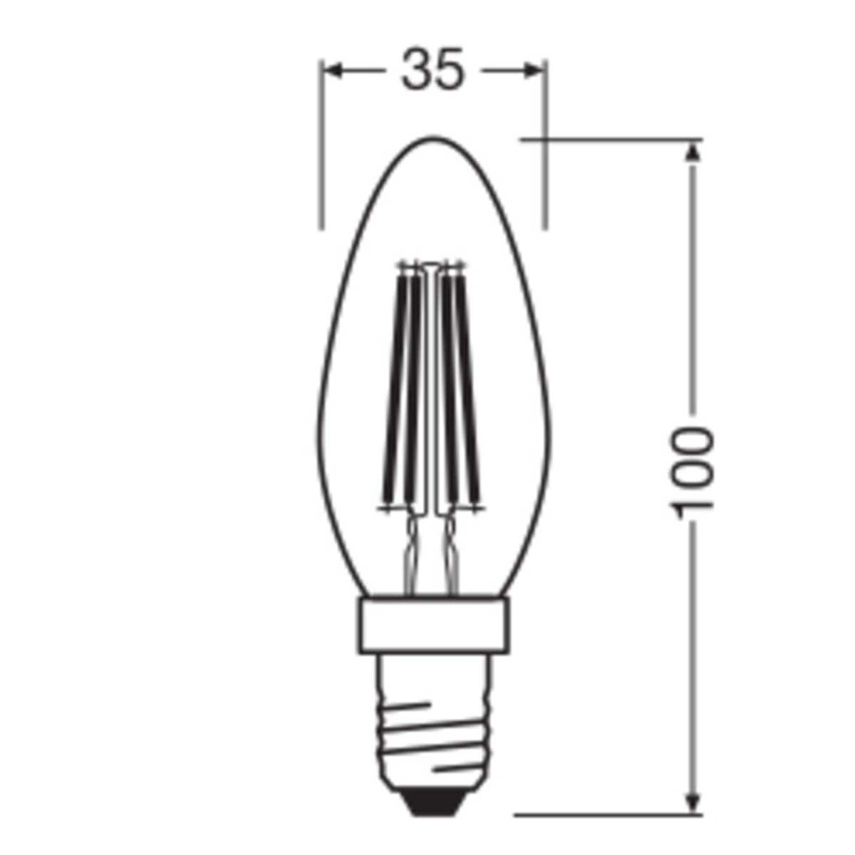 Bombilla LED Vela Cristal Filamento E14 4W Luz Neutra Osram Transparente-2