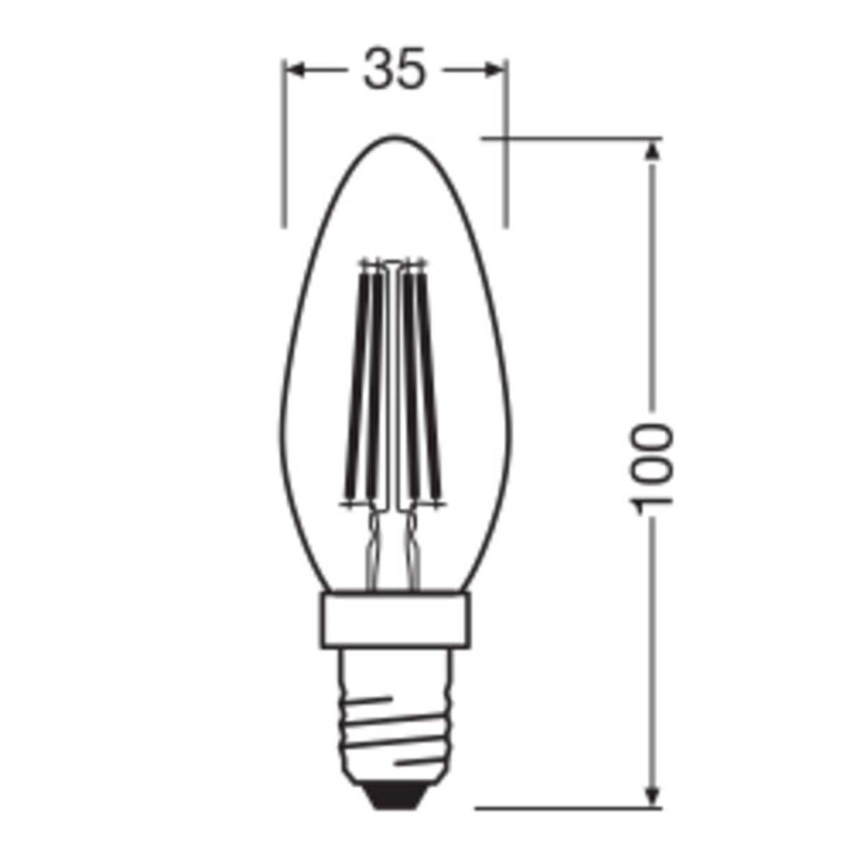 Bombilla LED Vela Cristal Filamento E14 3,4W Luz Cálida Regulable Osram Transparente-2