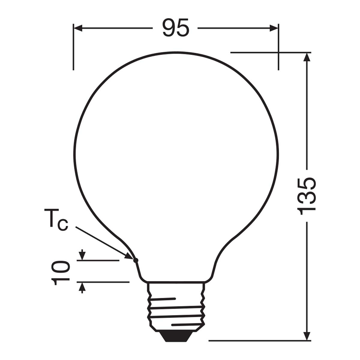 Lâmpada LED Globo 95, Vidro Mate, E27, 11 W, Luz Quente, Osram Branco-2