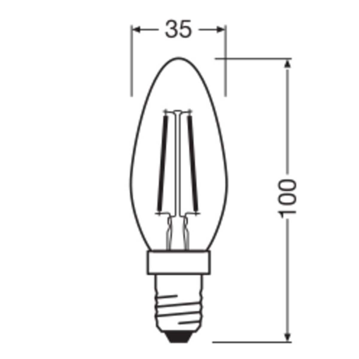 Bombilla LED Vela Cristal Filamento E14 1,5W Luz Cálida Osram Transparente-2
