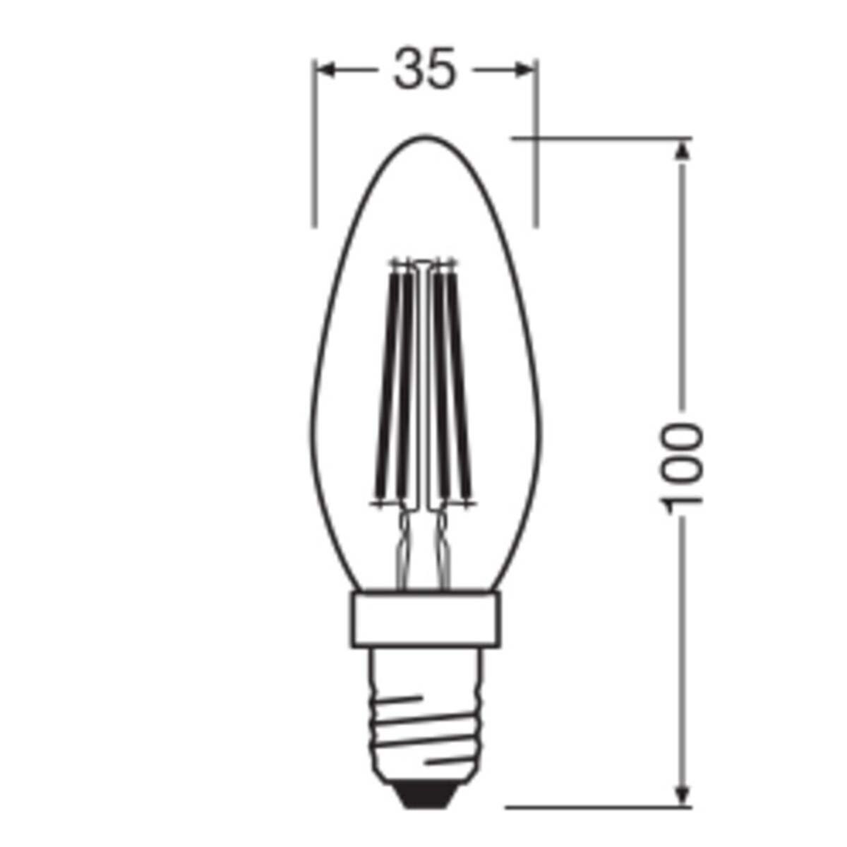 Lâmpada LED Vela Vidro Filamento E14 4W Luz Quente Osram Transparente-2