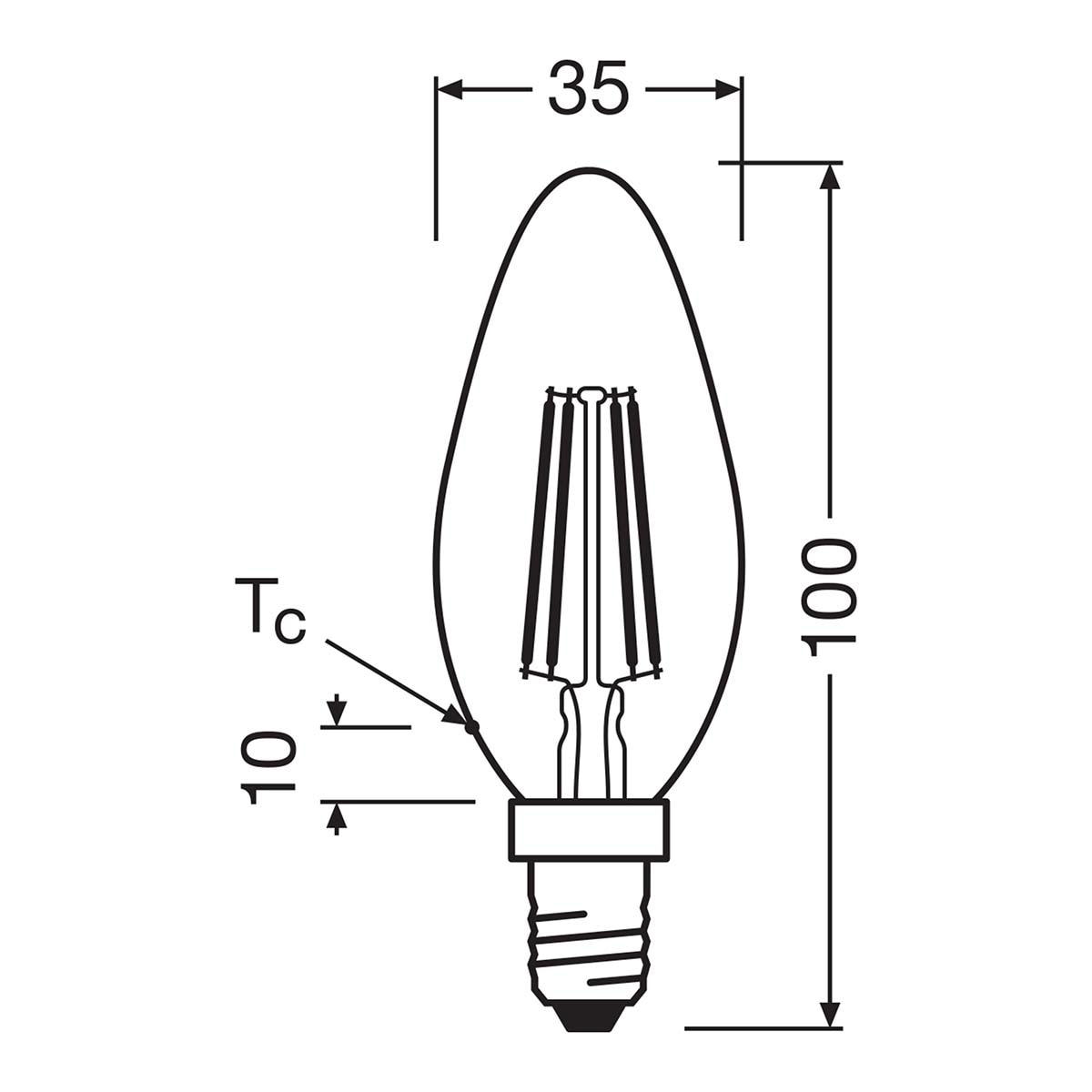 Bombilla LED Vela Cristal Filamento E14 5,5W Luz Cálida Osram Transparente-2