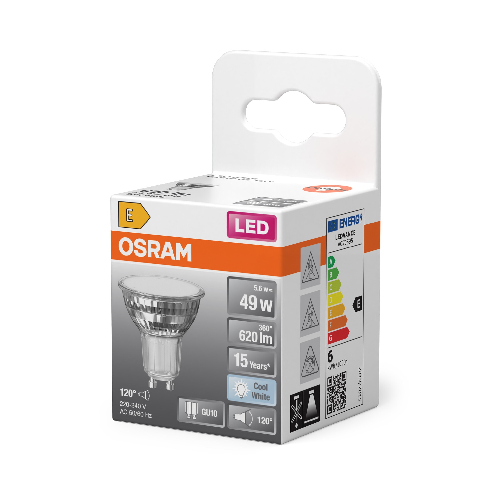 Bombilla LED Spot PAR16 6,9W Luz Neutra 120º GU10 Transparente-3