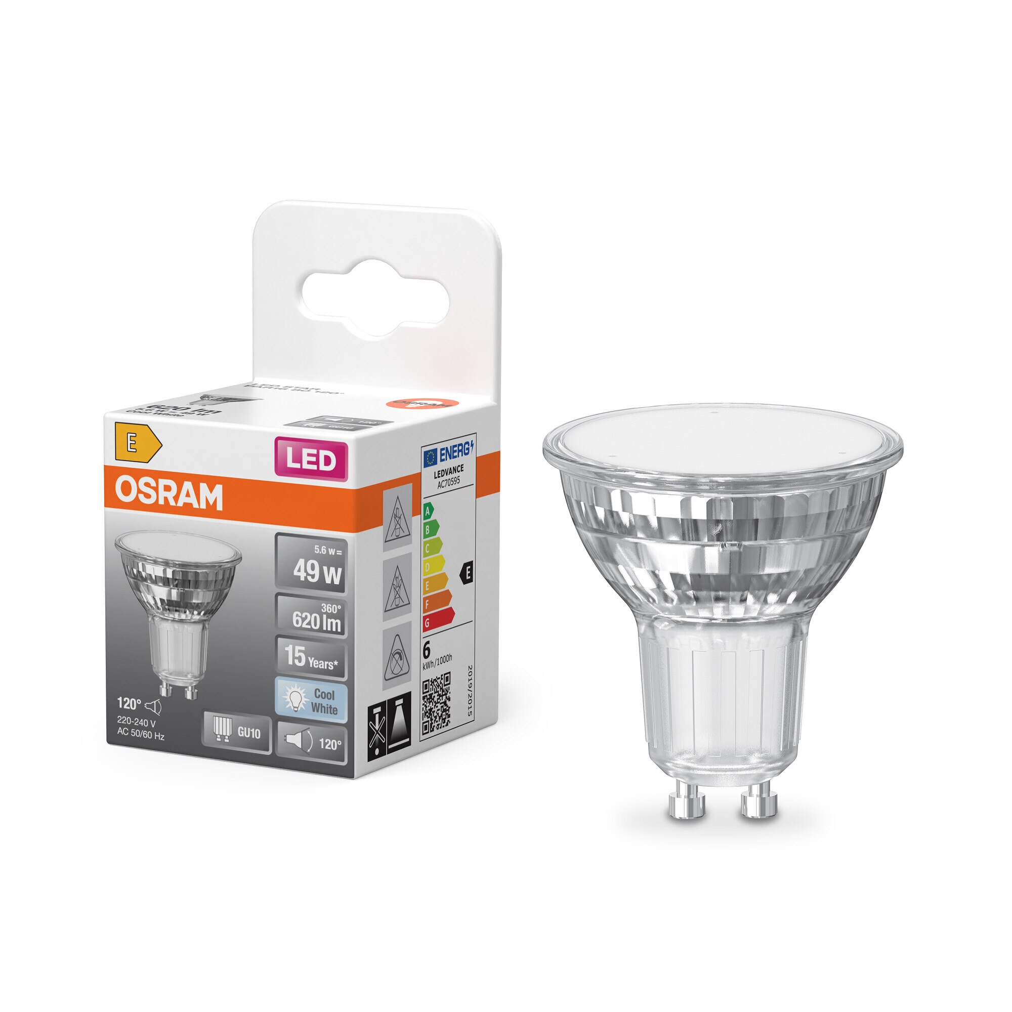 Bombilla LED Spot PAR16 6,9W Luz Neutra 120º GU10 Transparente-5