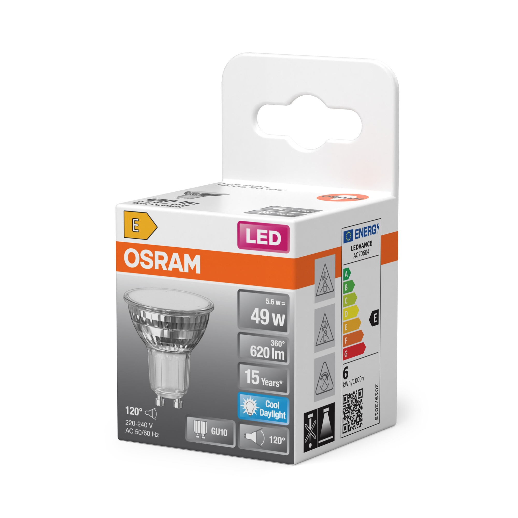Bombilla LED Spot PAR16 6,9W Luz Fría 120º GU10 Transparente-3
