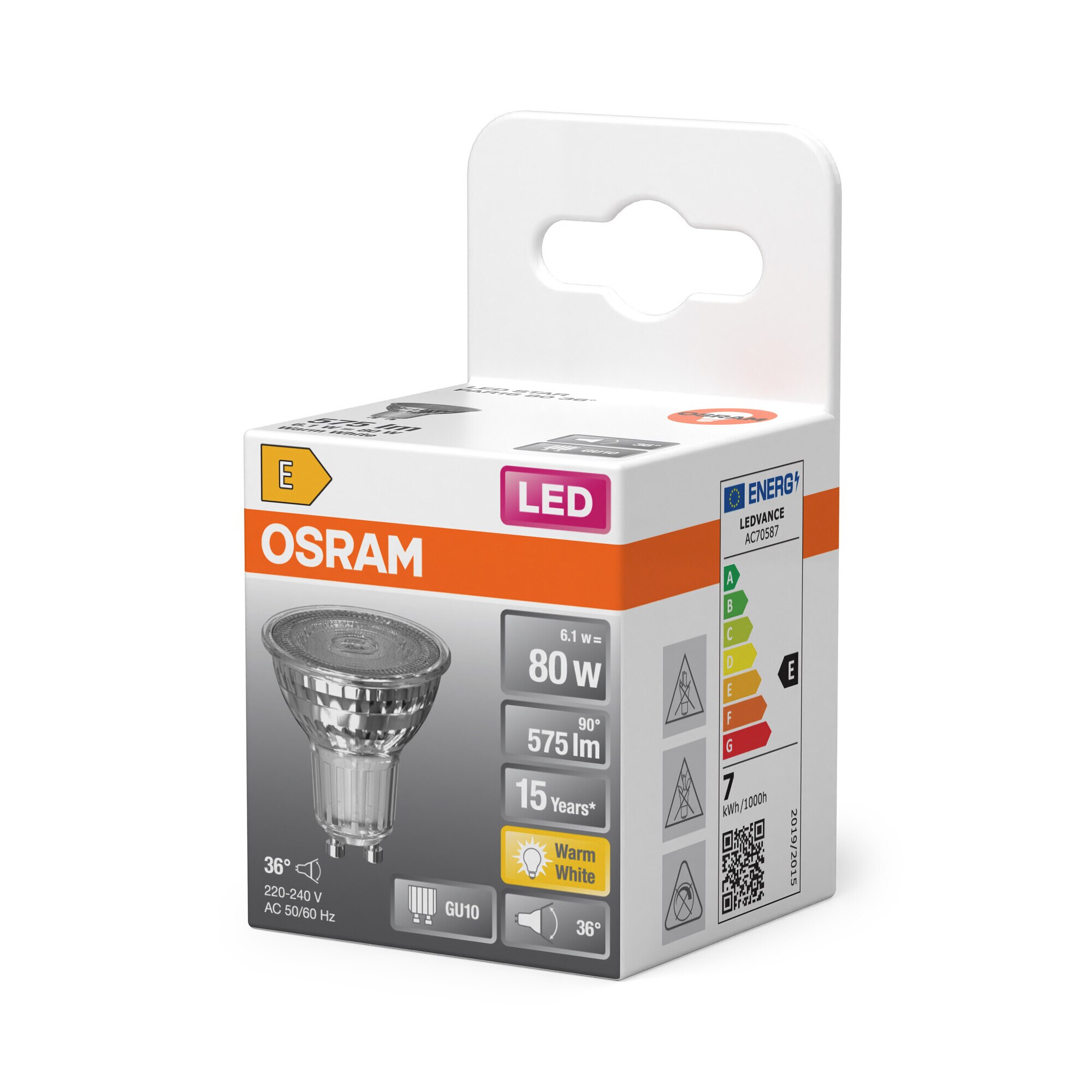 Bombilla LED Spot PAR16 6,9W Luz Neutra 36º GU10 Transparente-3