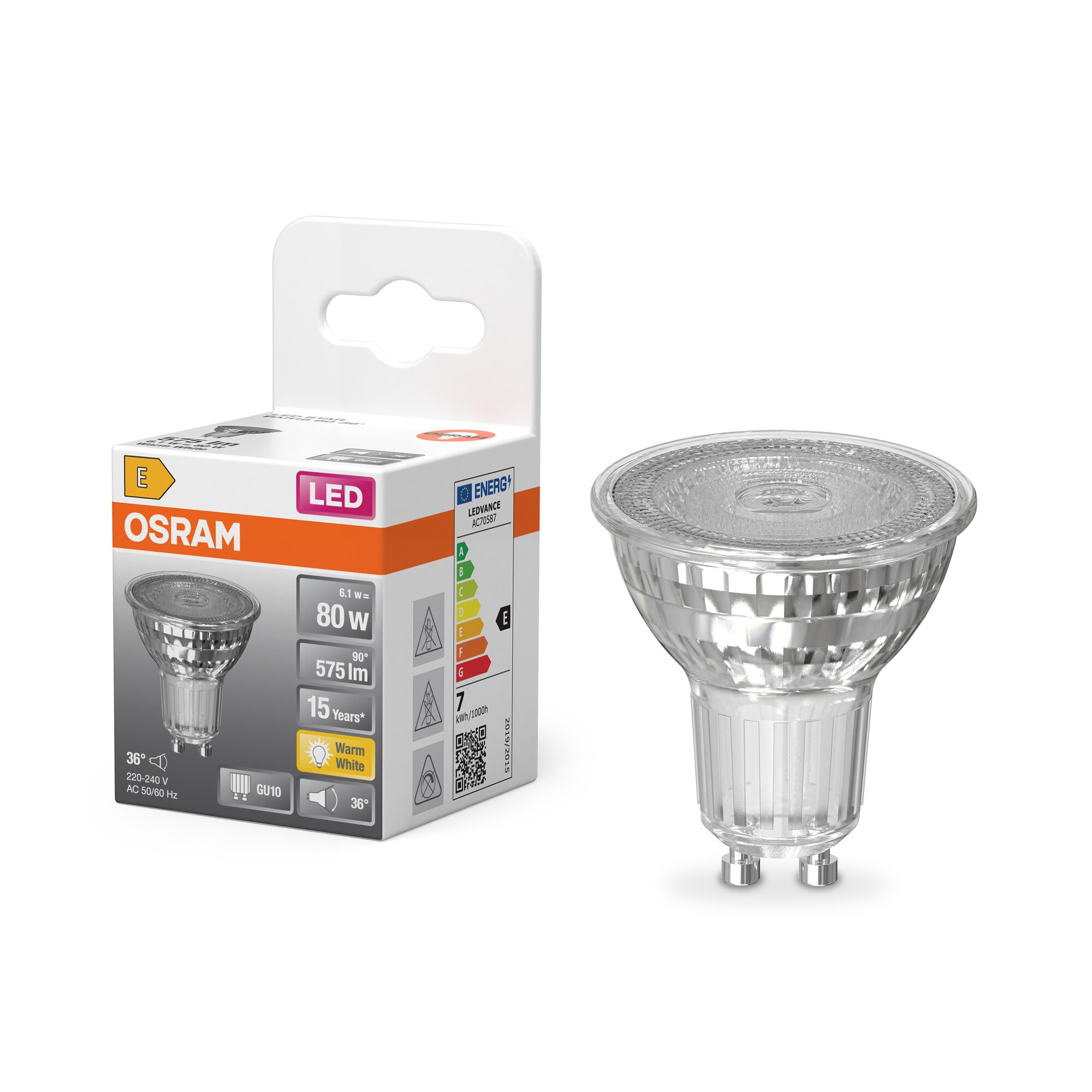 Bombilla LED Spot PAR16 6,9W Luz Neutra 36º GU10 Transparente-5