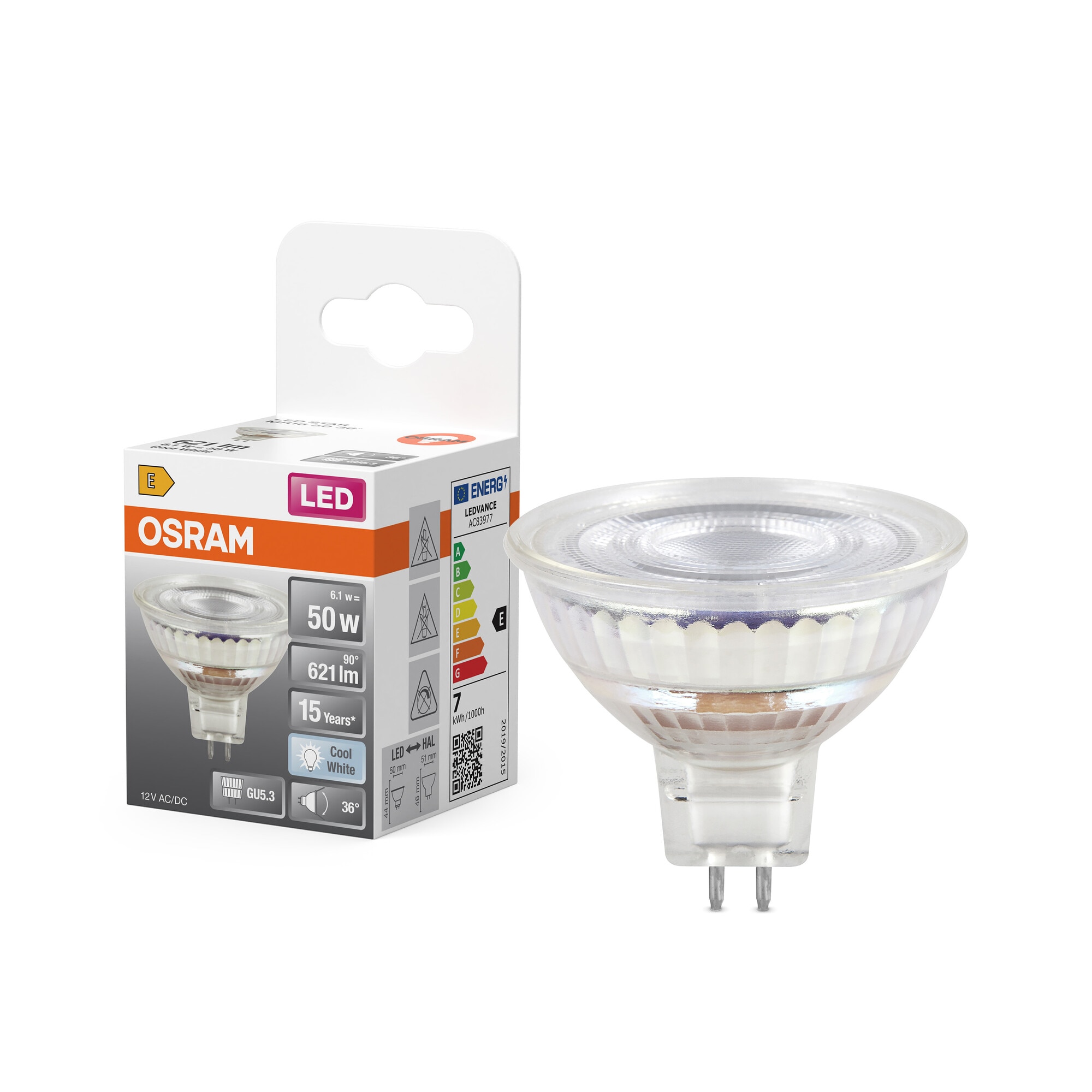 Bombilla LED Spot MR16 6,1W Luz Neutra 36º GU5.3 Transparente-5