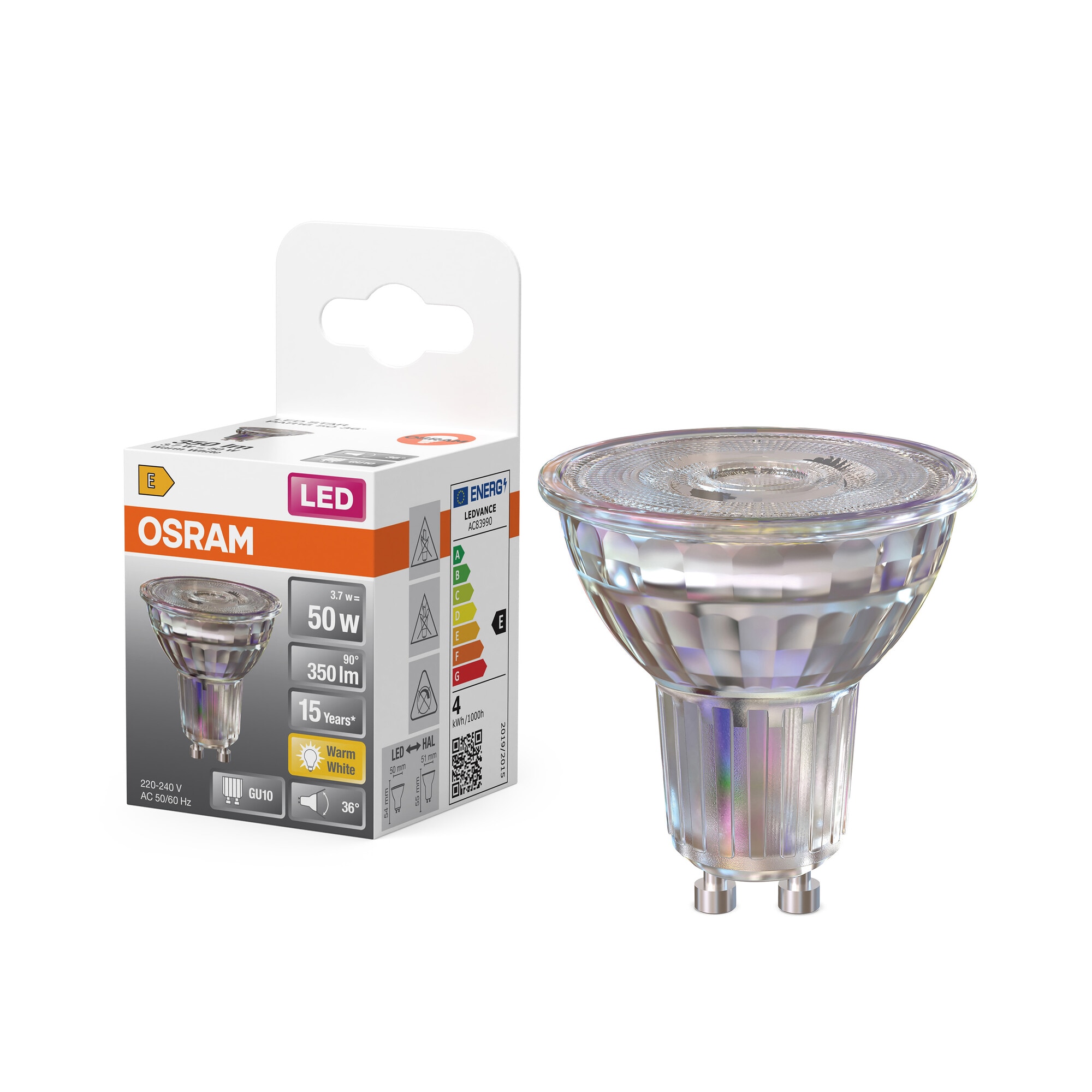Bombilla LED Spot PAR16 4,3W Luz Cálida 36º GU10 Transparente-5