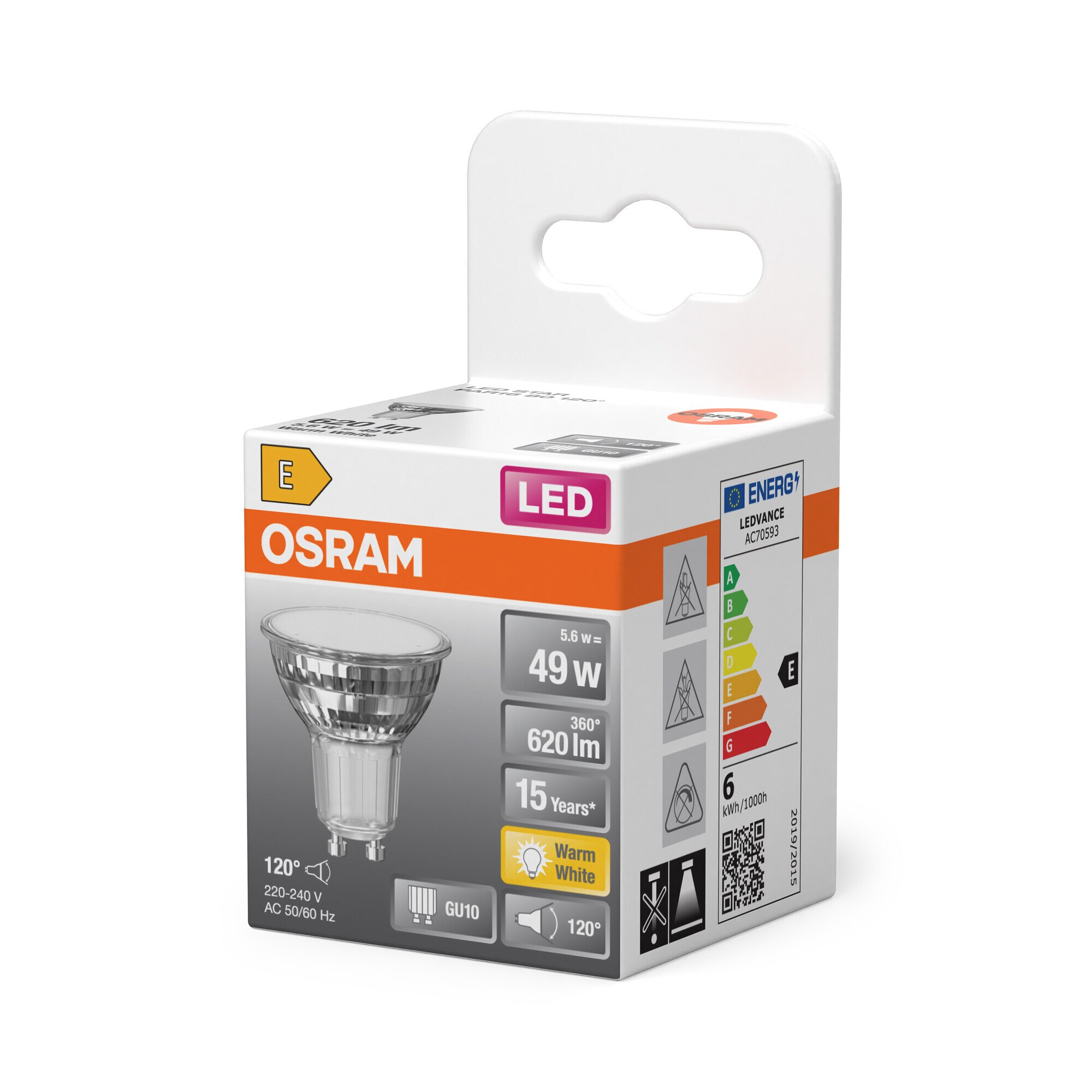 Bombilla LED Spot PAR16 6,9W Luz Cálida 120º GU10 Transparente-3