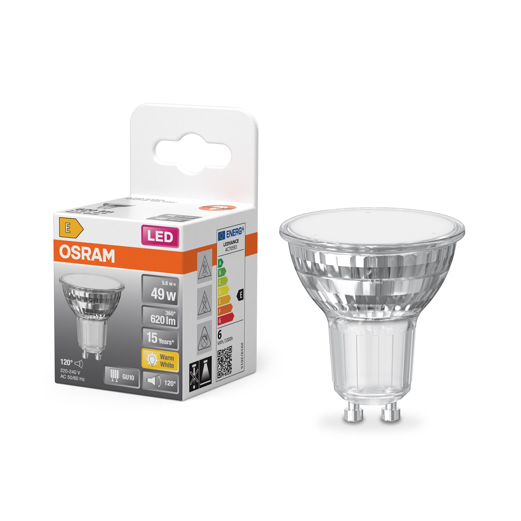 Bombilla LED Spot PAR16 6,9W Luz Cálida 120º GU10 Transparente-5