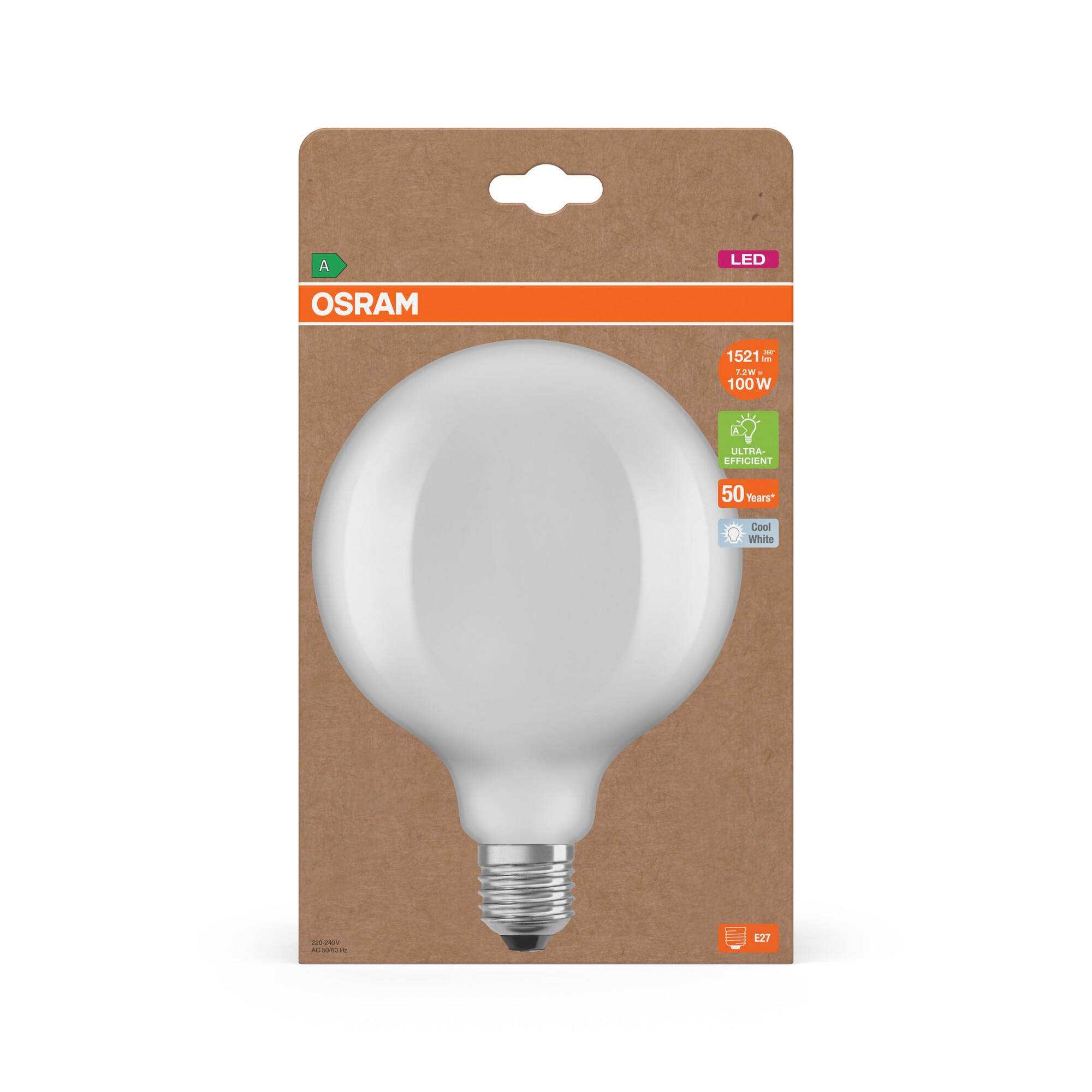 Lâmpada LED Globo 125 Vidro Matte 7.2W 4000K E27 (Efic. Energia A) Branco-4