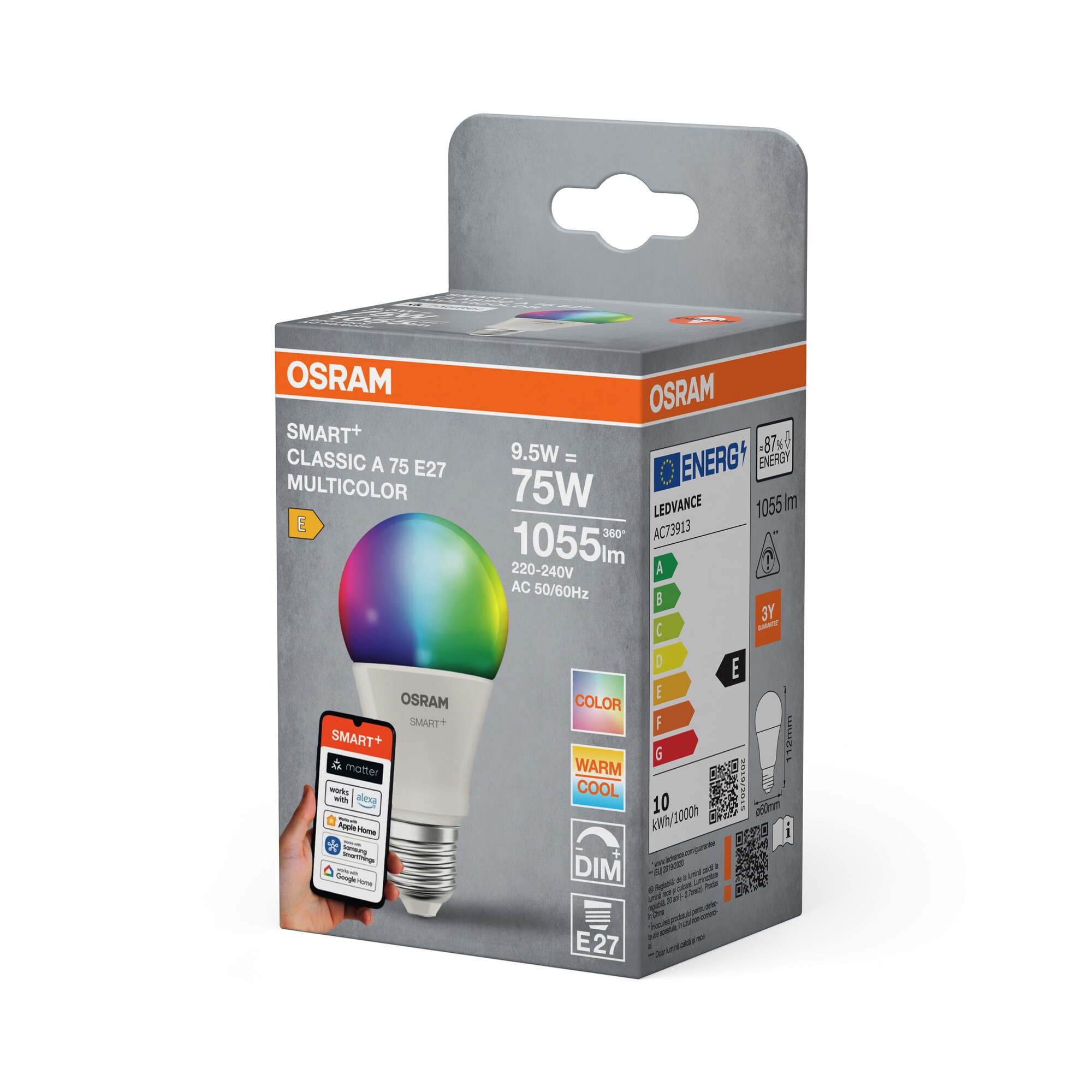 Lâmpada LED Inteligente Clássica E27 9,5W Branco-3
