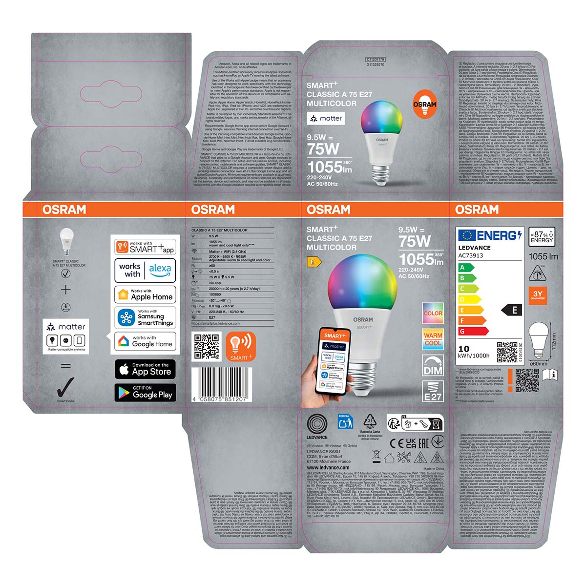 Lâmpada LED Inteligente Clássica E27 9,5W Branco-5