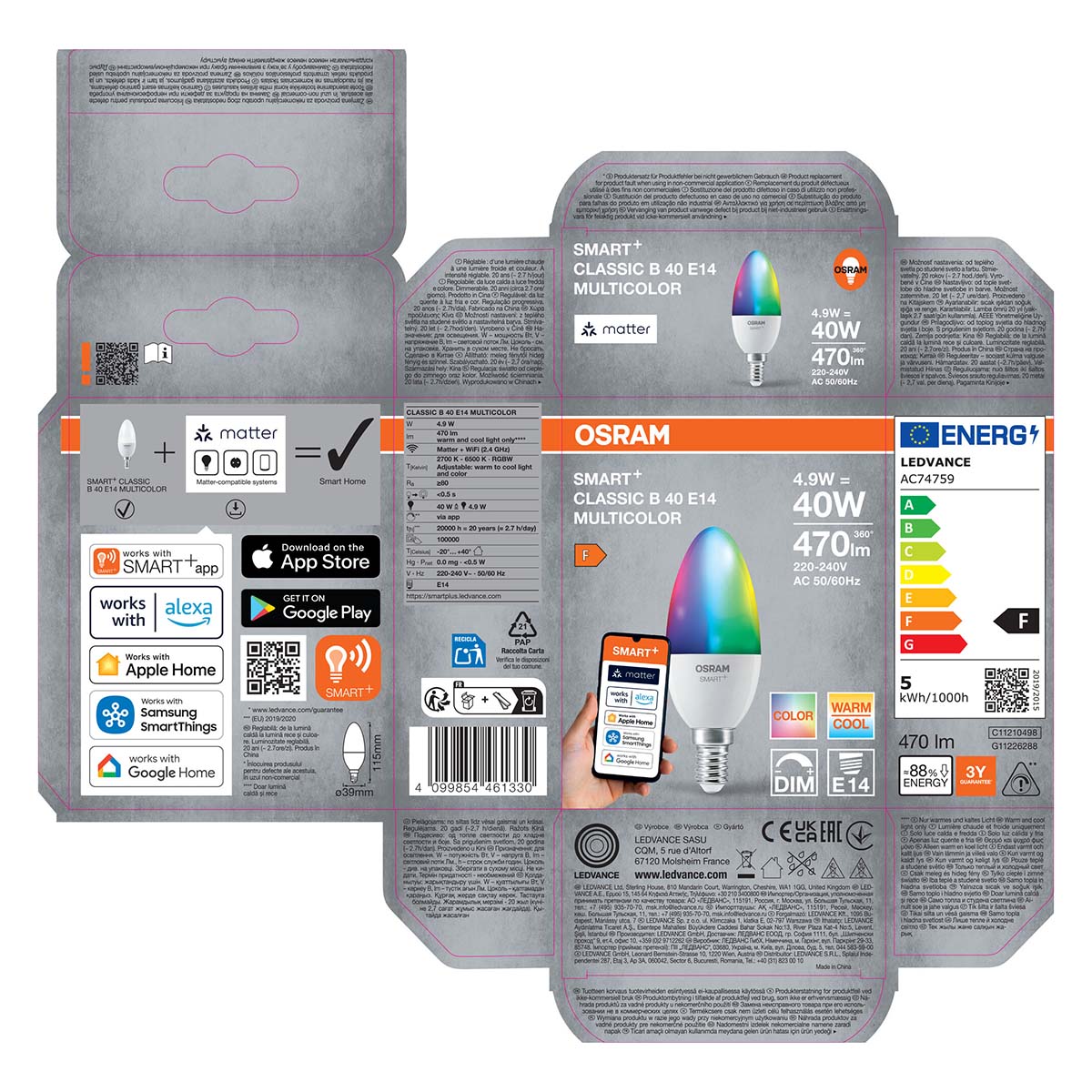 Lâmpada Inteligente de Vela LED E14 4,9W Branco-3